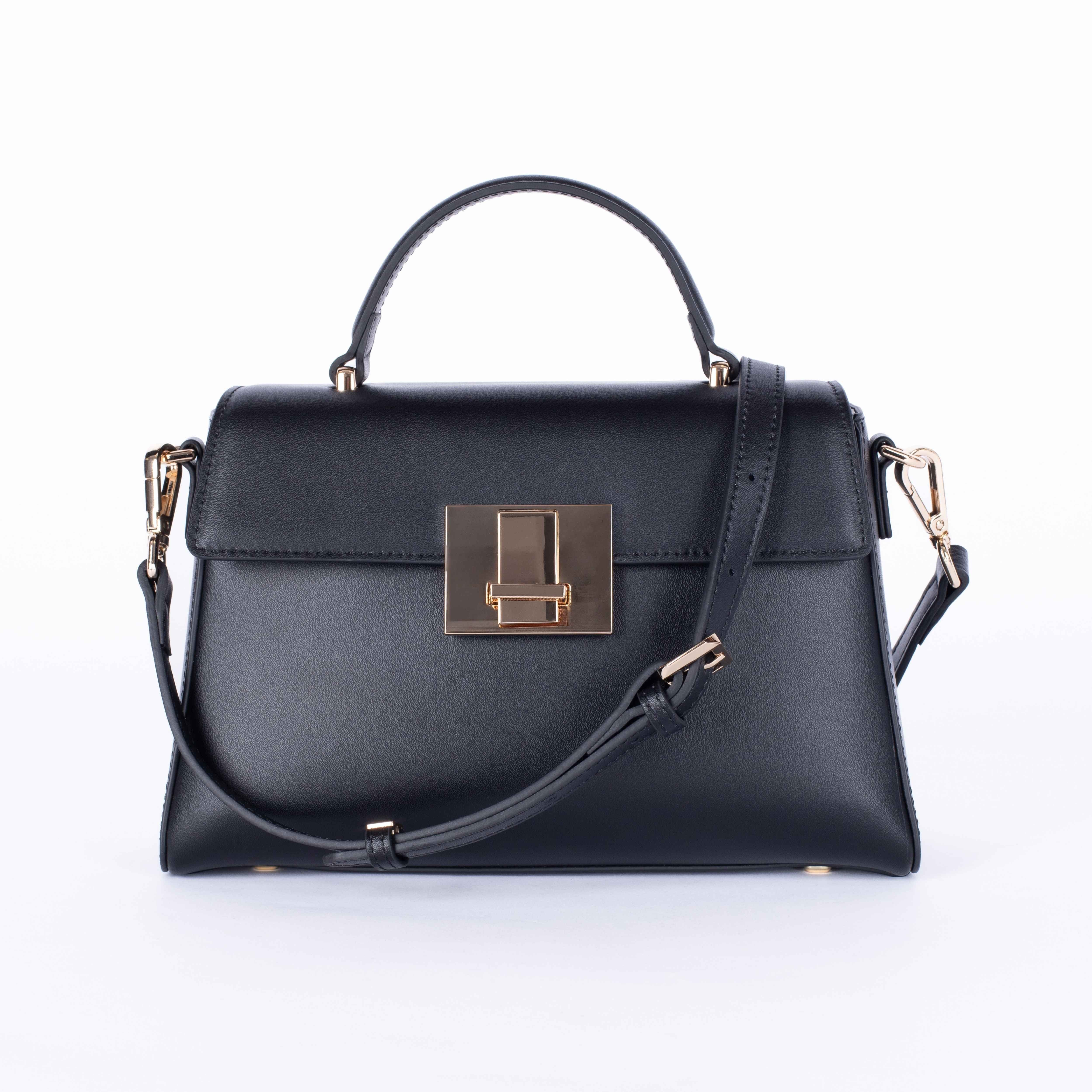 MAC ALYSTER VIRGINIE Sac Main Cuir Noir
