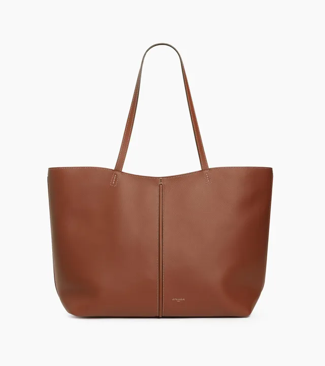 Le Tanneur Hortense sac cabas grand cuir grainé marron