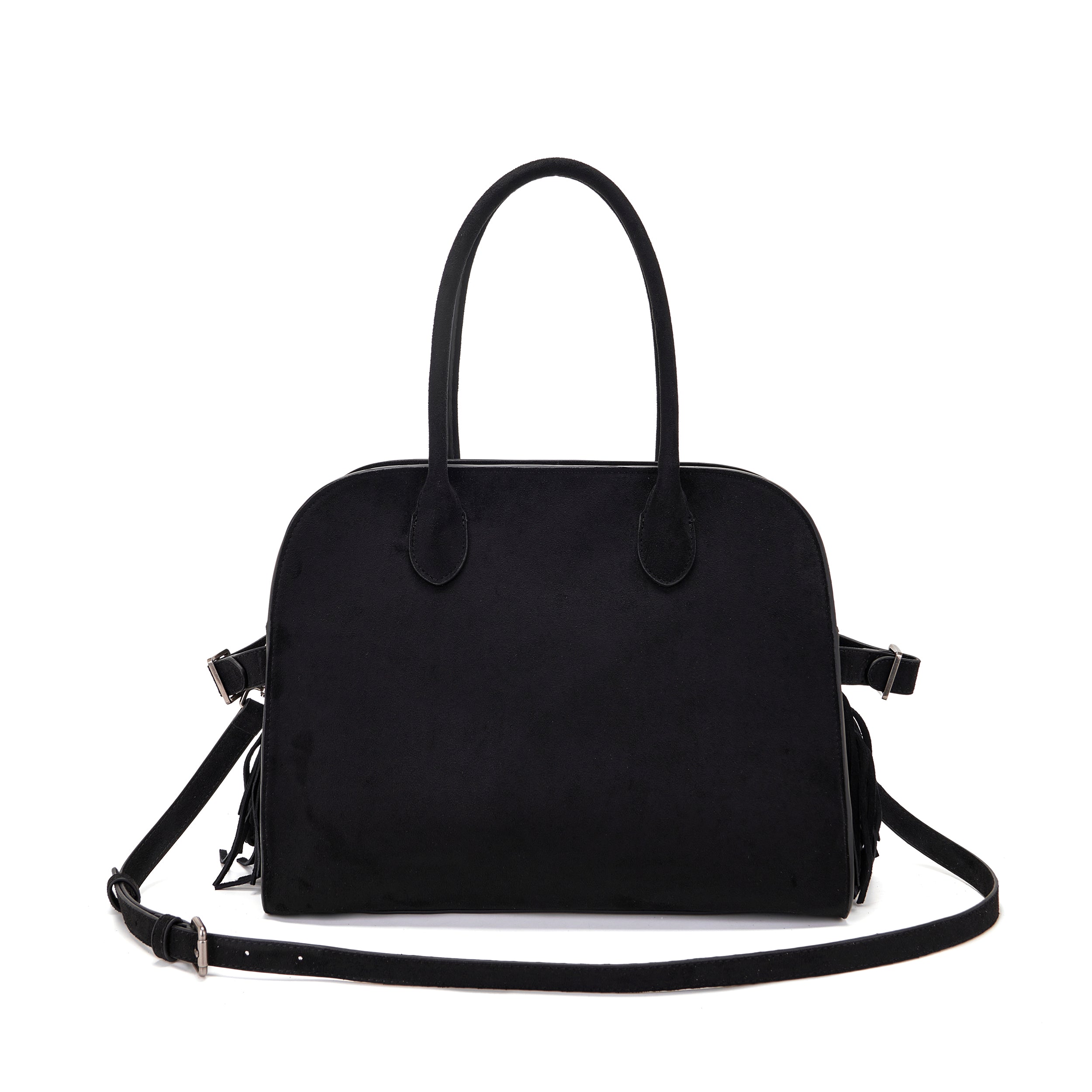 La Carrie Aztec sac shopping suède noir 35x16x29 cm clous