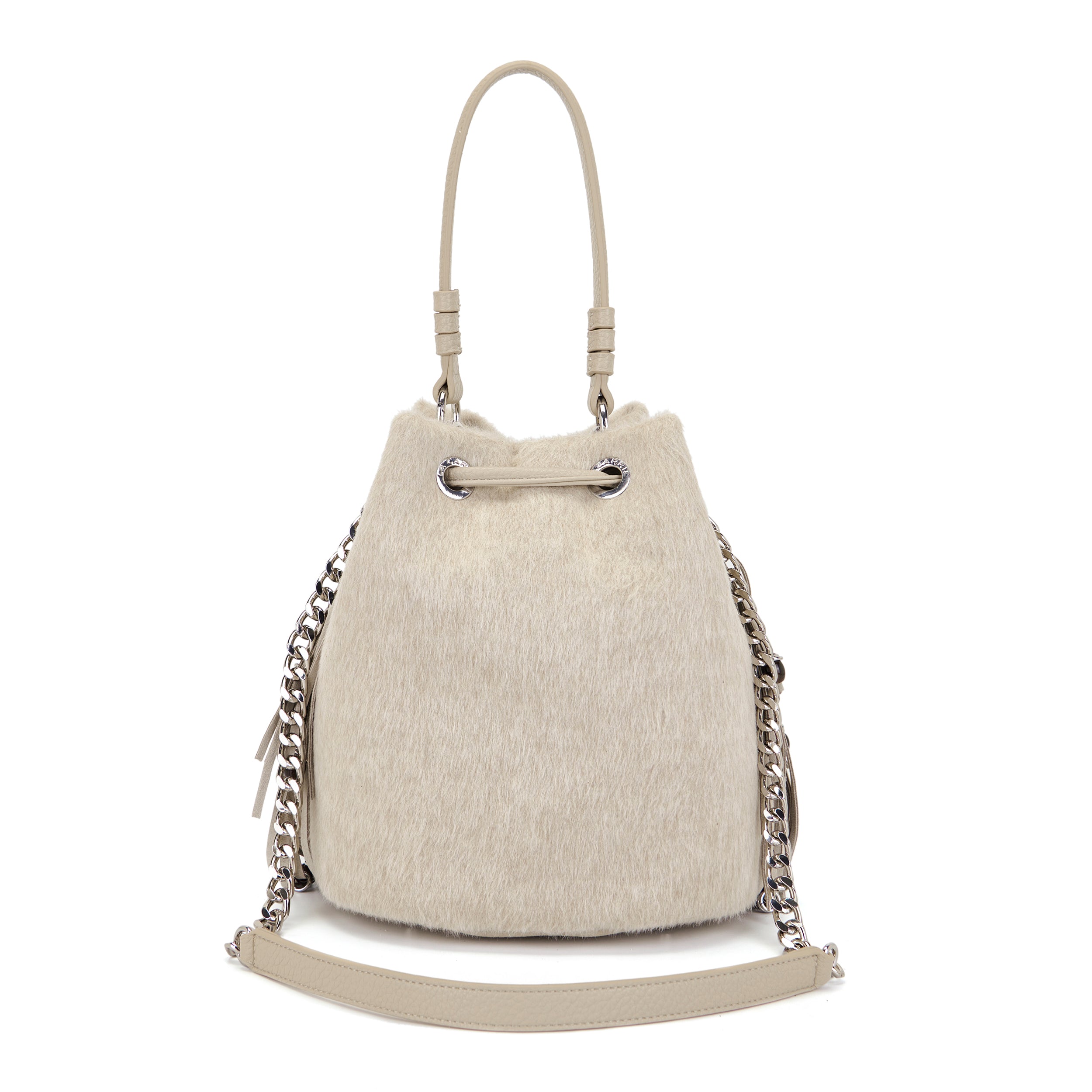 La Carrie Secchiello Saner sac seau beige 26x19x28 cm