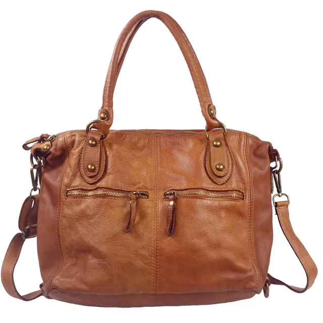Collection Esprit Cuir ANGELA sac épaule cuir naturel A4