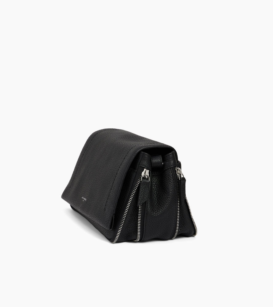 Le Tanneur Aurore petit sac bandoulière cuir grainé noir
