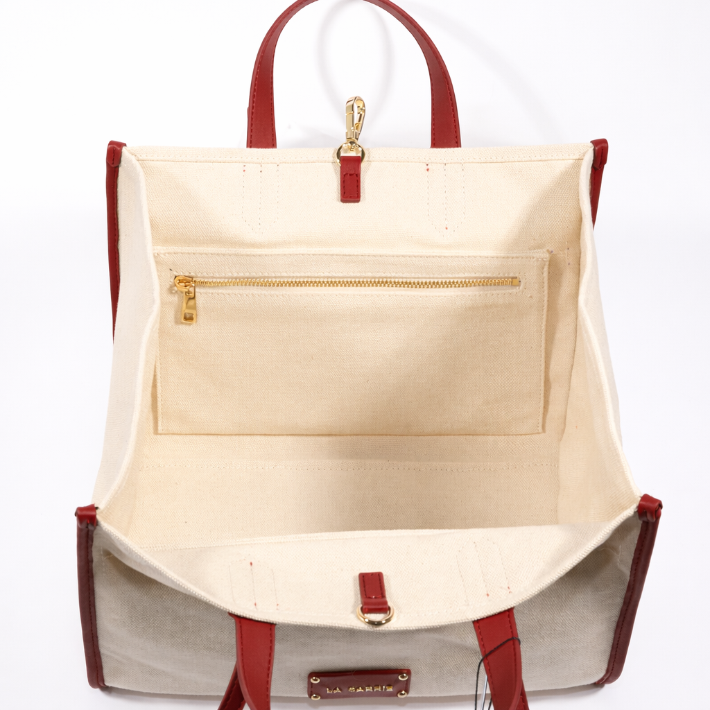 La Carrie VD sac shopping ivoire 32 cm toile