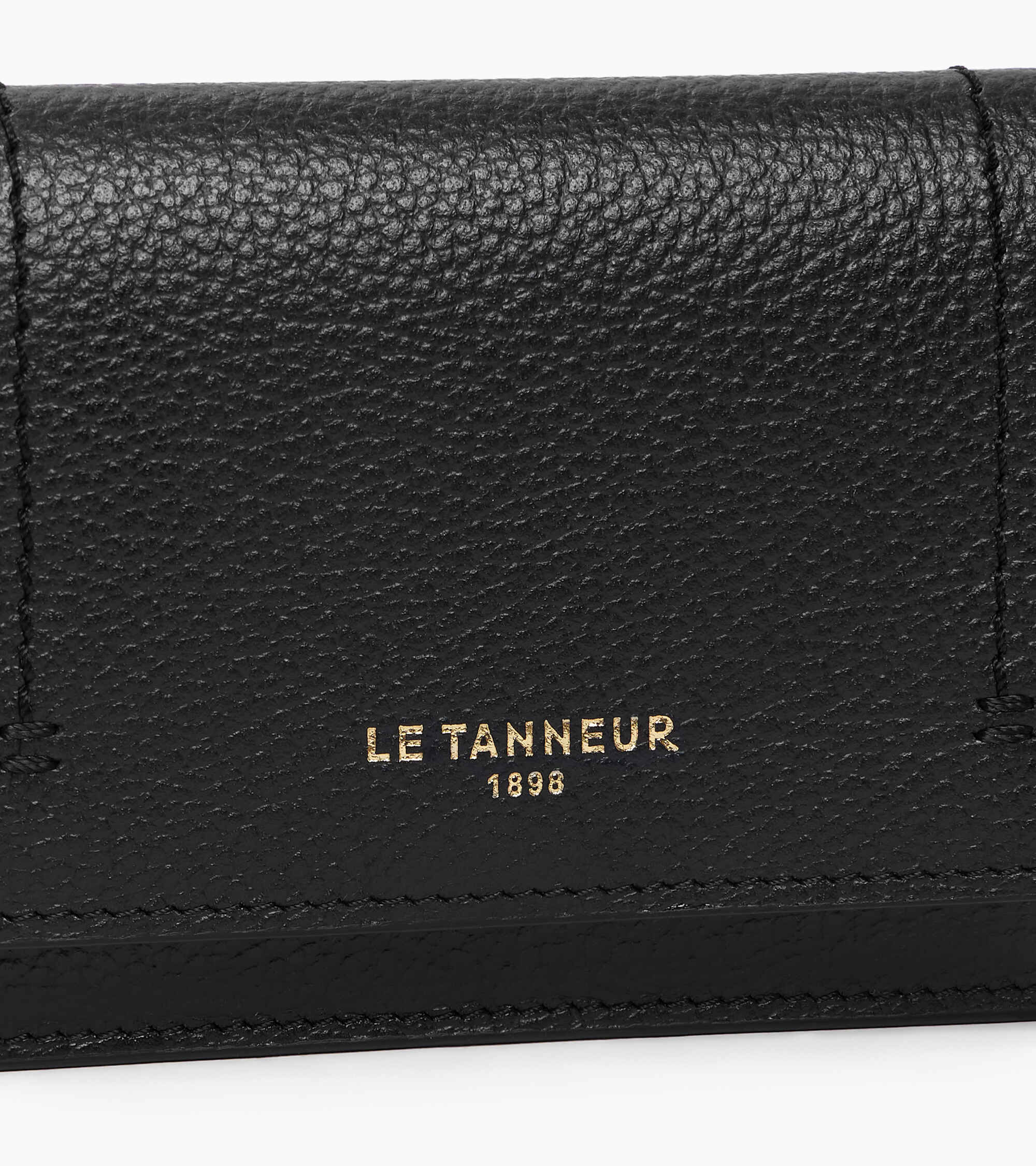 Le Tanneur Louison porte-cartes rabat cuir grainé noir