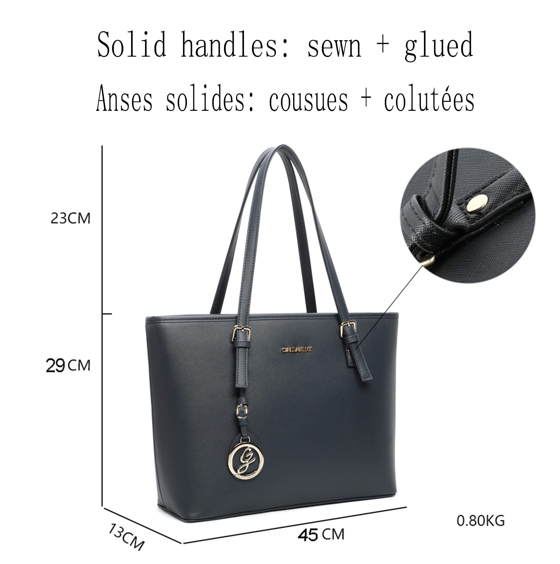 Gallantry Sacs Cabas Tote Bag XL Noir Classique simili cuir