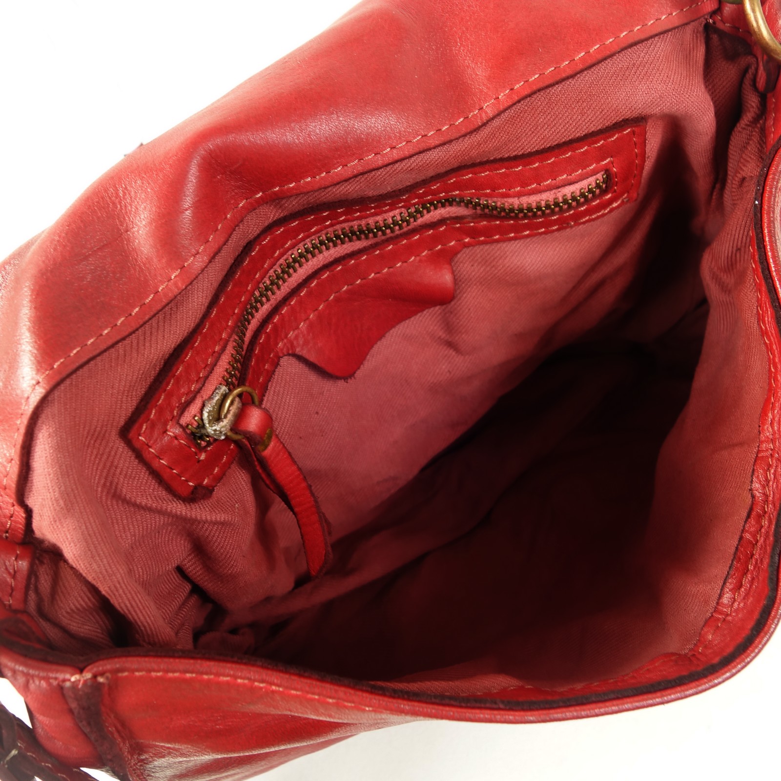 Esprit Cuir Gena pochette bandoulière cuir rouge cloutée