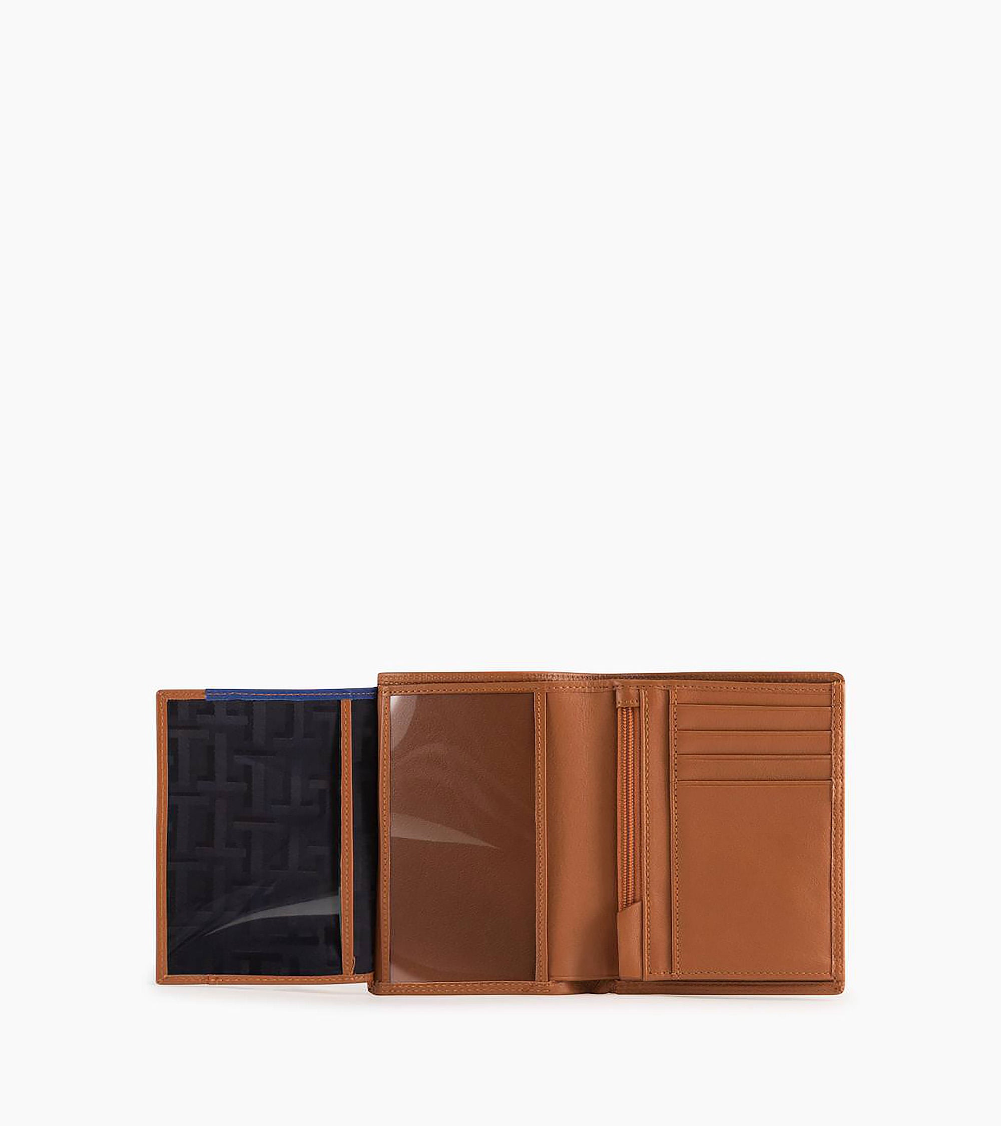 Le Tanneur Martin portefeuille vertical cuir lisse Brown Tan zippé