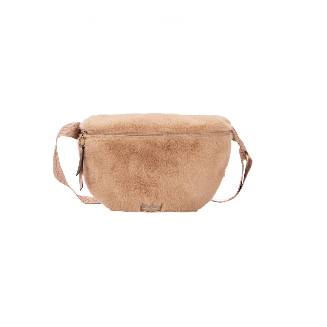 MAC ALYSTER Fourrure petit sac banane noir effet fourrure