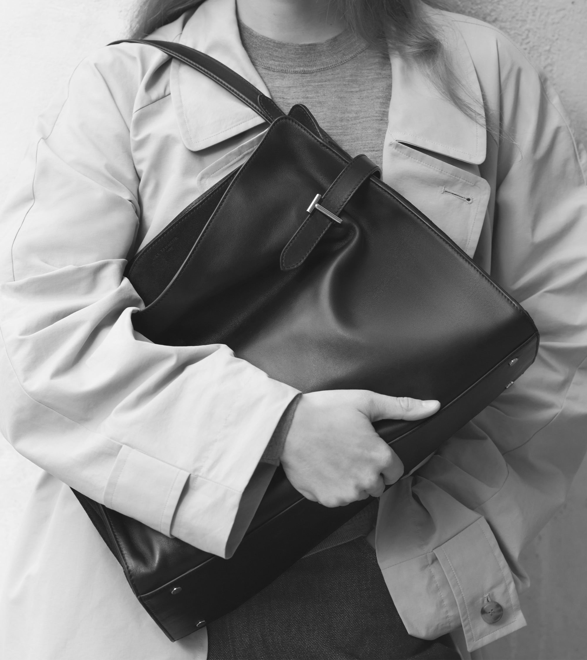 Le Tanneur Emie maxi sac épaule cuir lisse nubuck marron tan