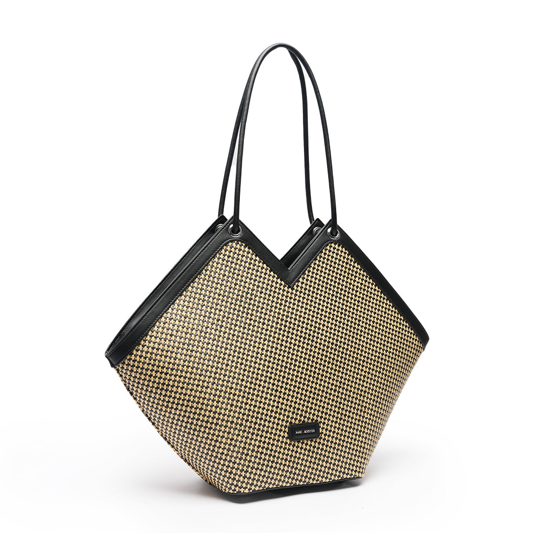 MAC ALYSTER Saint-Raphaël sac cabas M taupe raphia