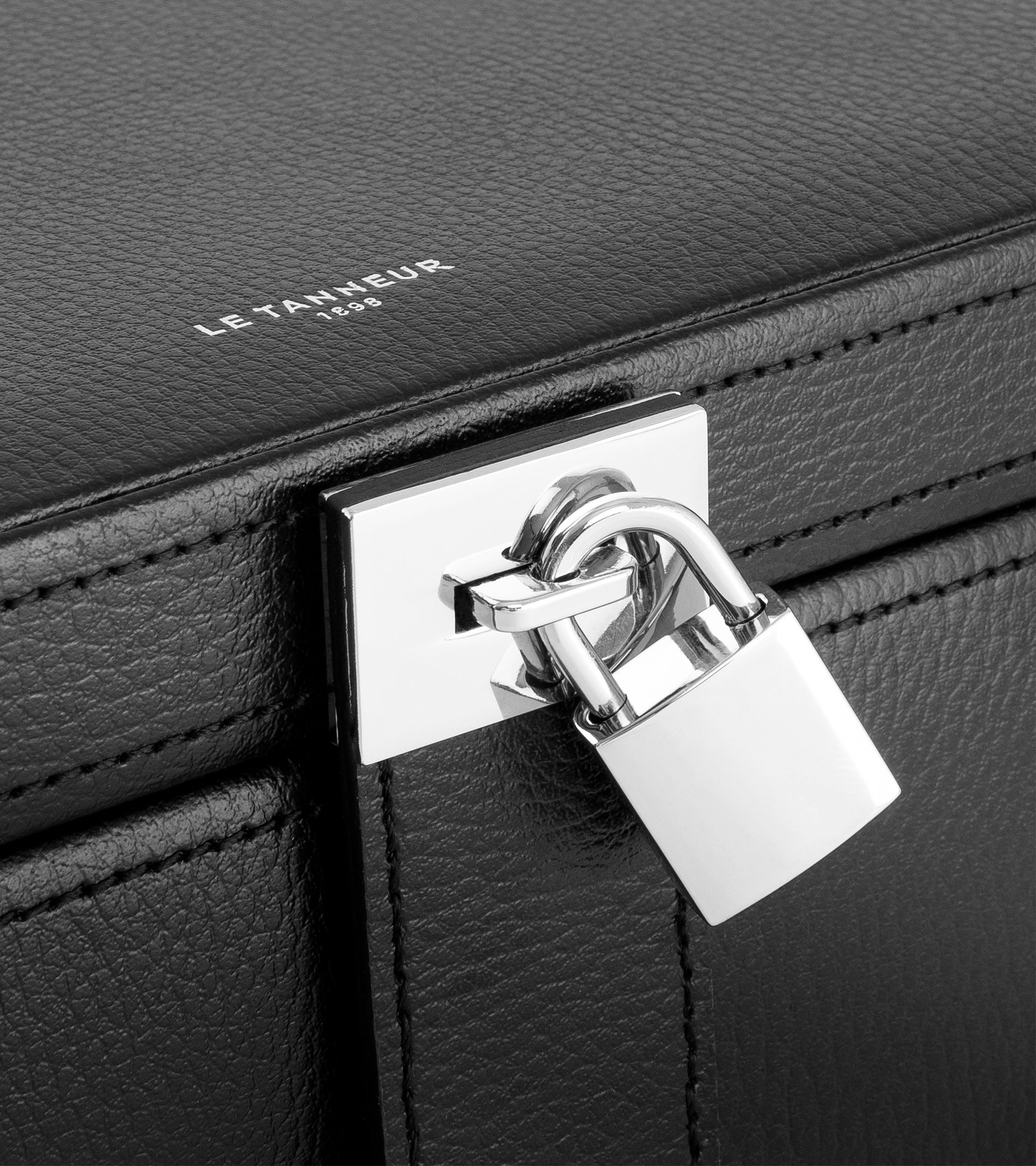 Le Tanneur boîte à bijoux cuir noir grand format