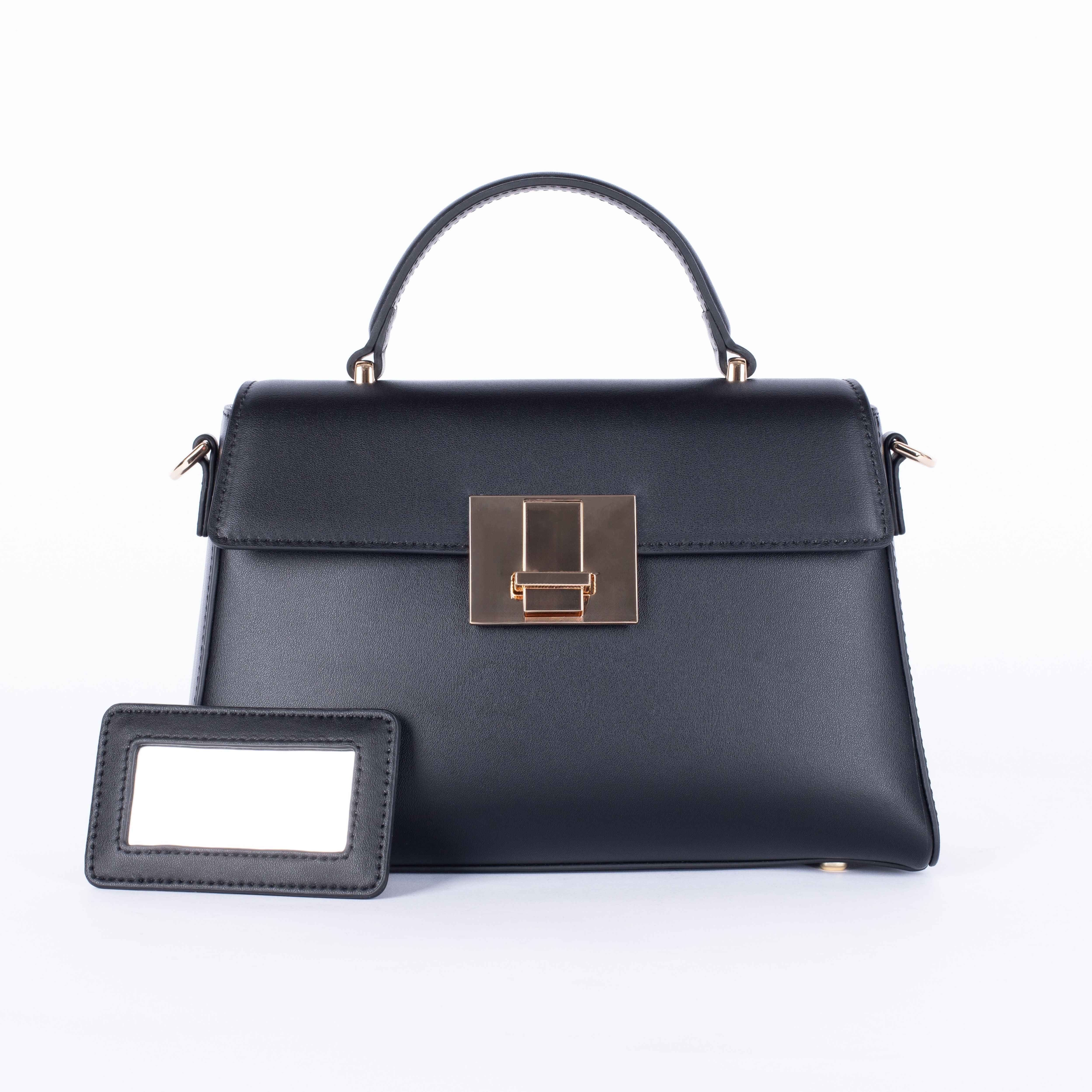 MAC ALYSTER VIRGINIE Sac Main Cuir Noir