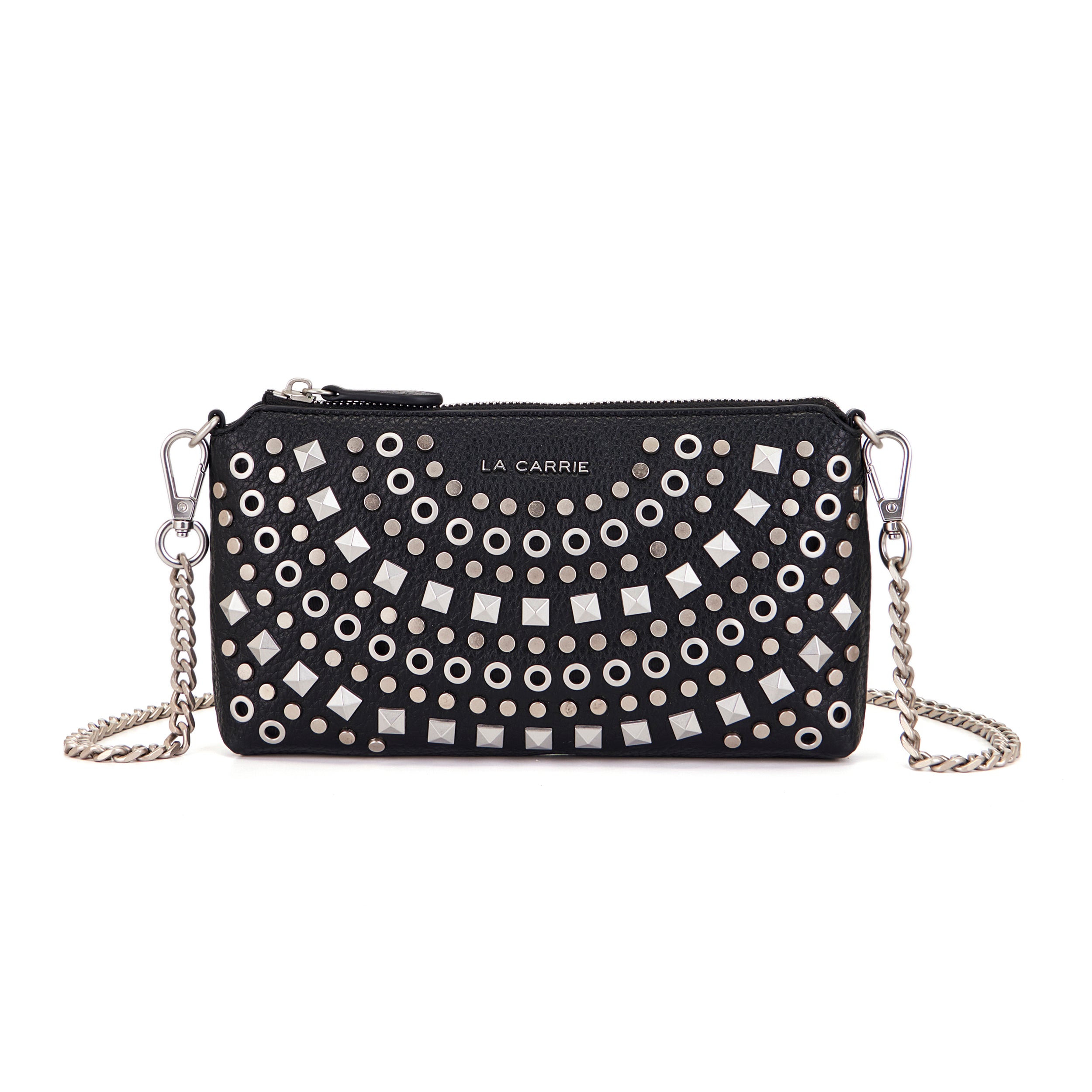La Carrie Bag Solid portefeuille noir clouté 25x3x13cm