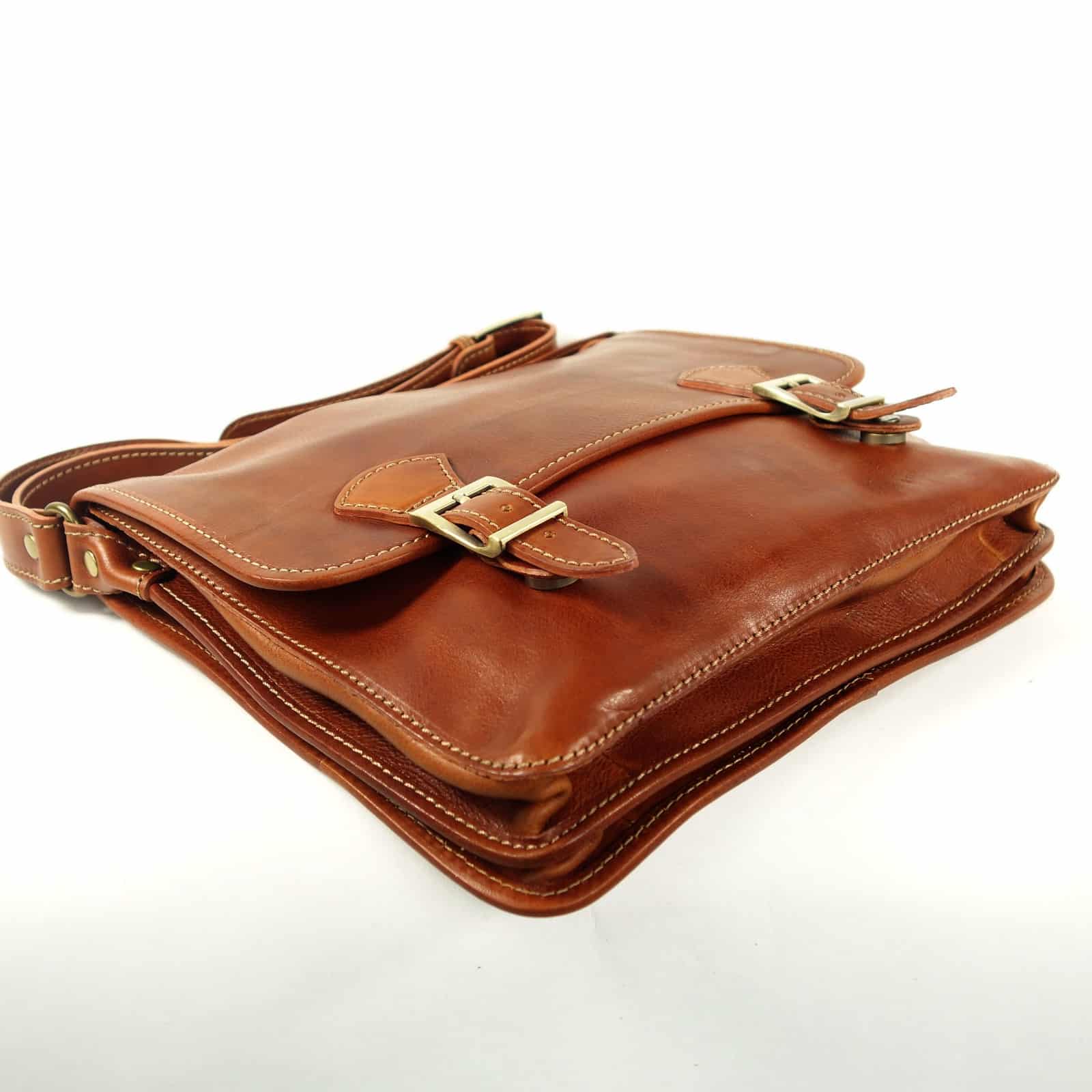 Collection Esprit Cuir Messenger sac bandoulière cuir cognac