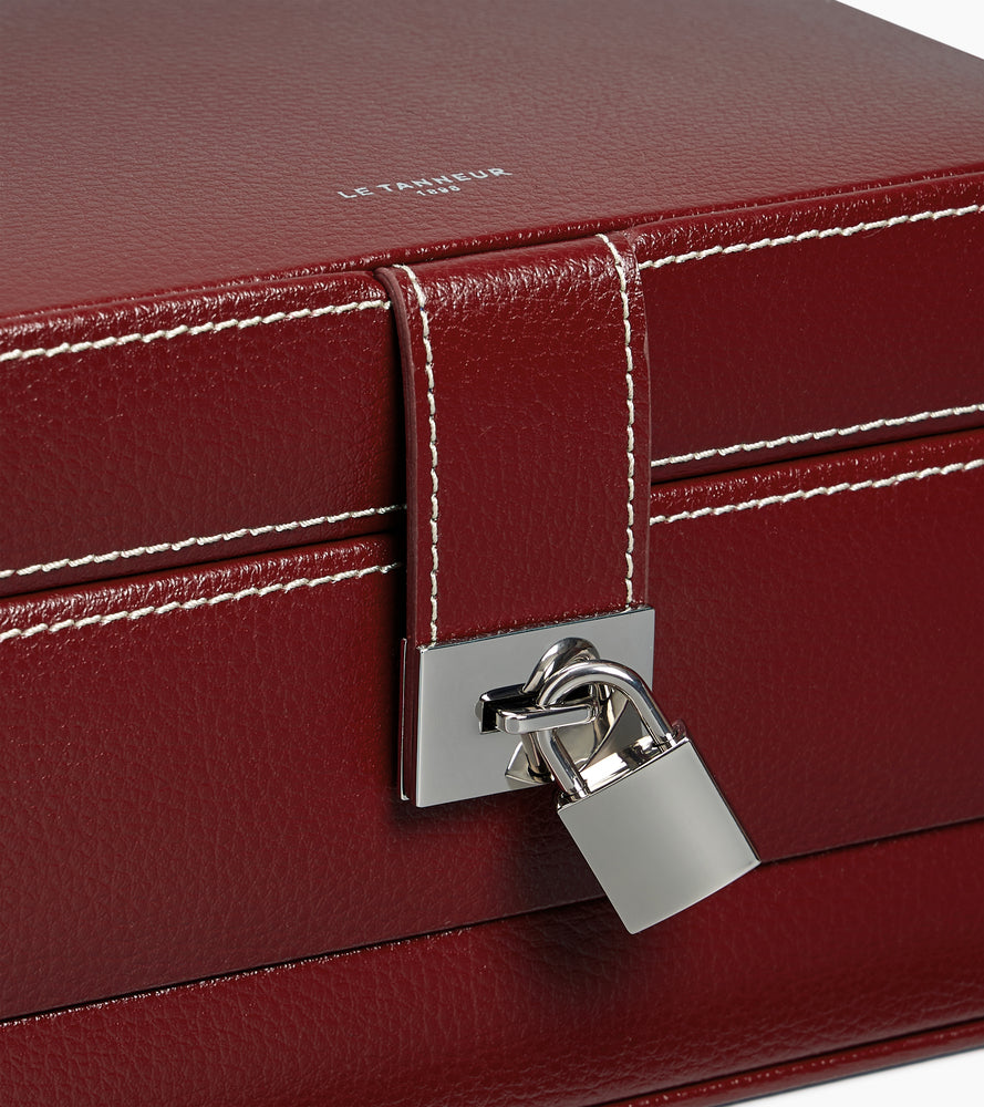 Le Tanneur boîte à bijoux cuir rouge Revolution Red miroir