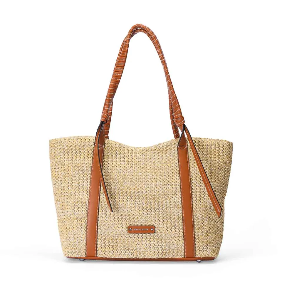 MAC ALYSTER SAINT-MALO sac shopping cognac paille