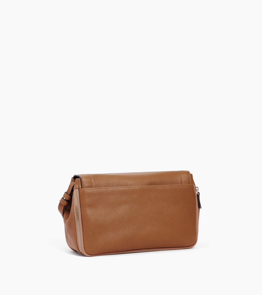 Le Tanneur Aurore sac bandoulière moyen marron cuir grainé