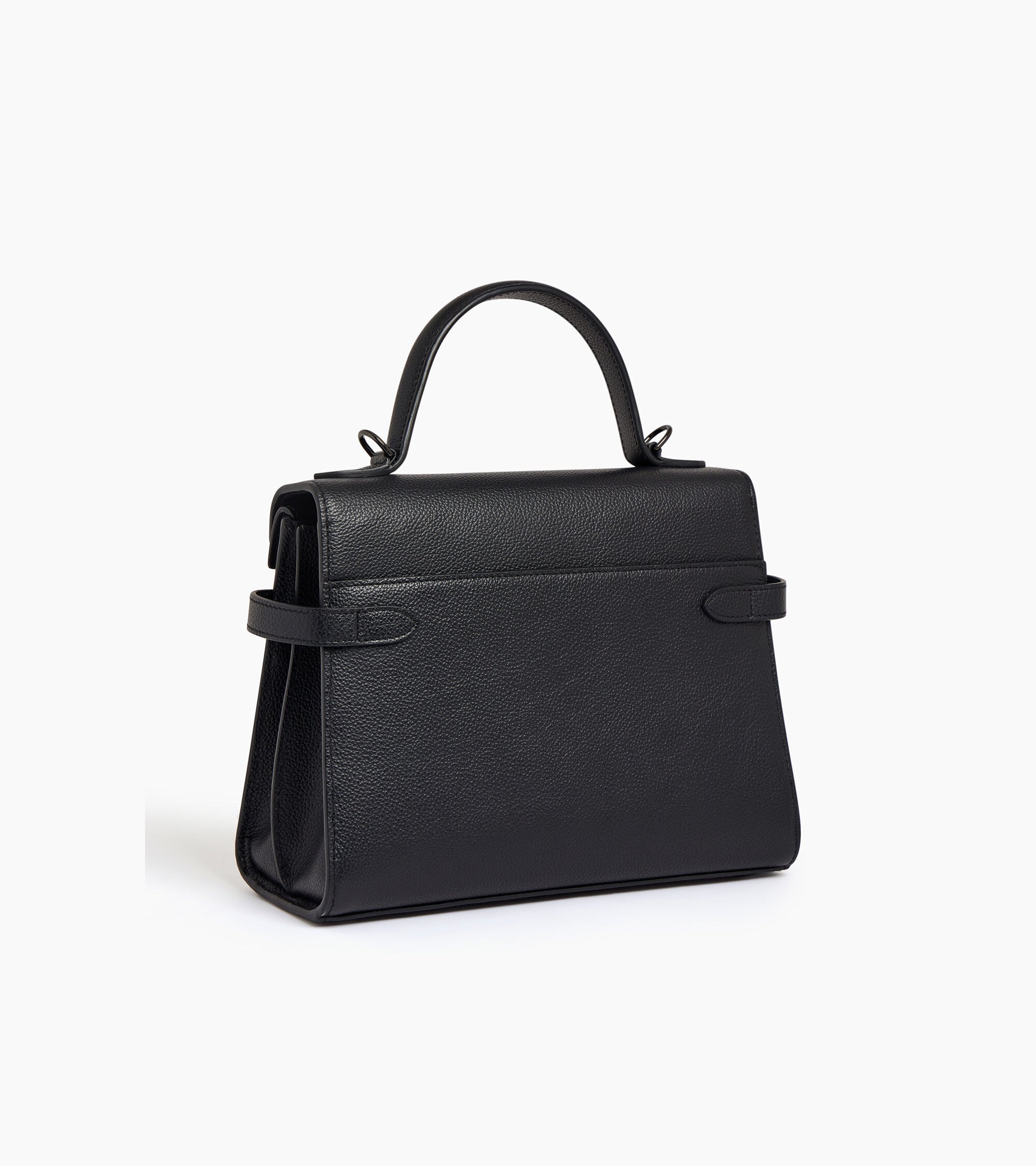 Le Tanneur Emilie sac à main cuir grainé noir double rabat
