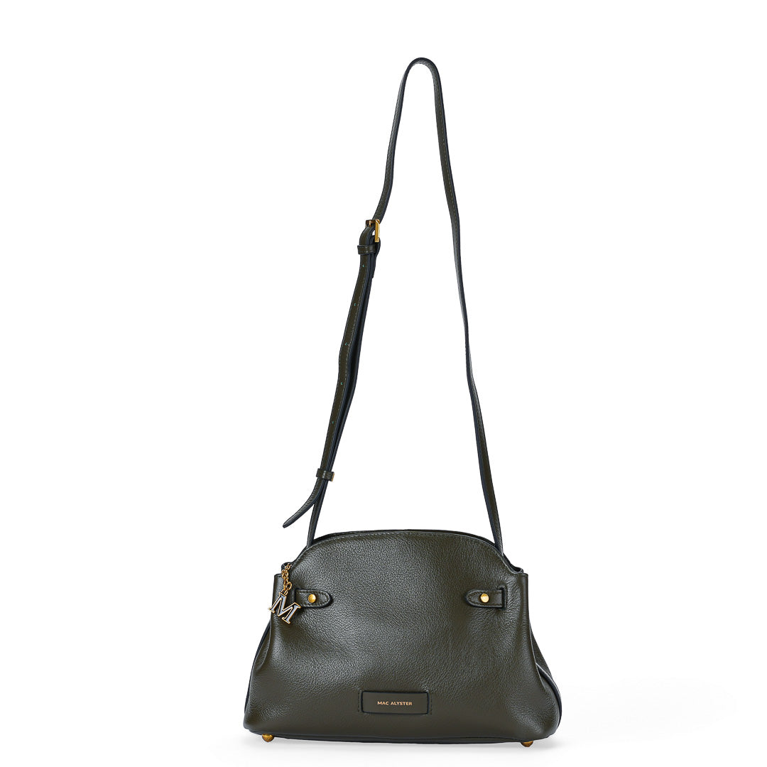 Mac Alyster Valeria sac trotteur cuir Vert Kaki quotidien 29x11x18 cm