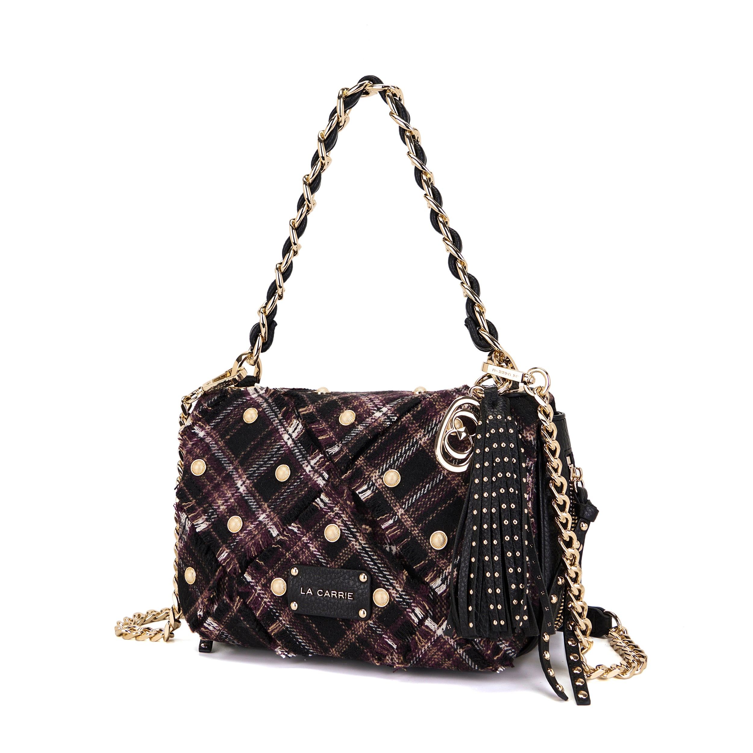 La Carrie Isabel Scottish sac épaule burgundy tartan