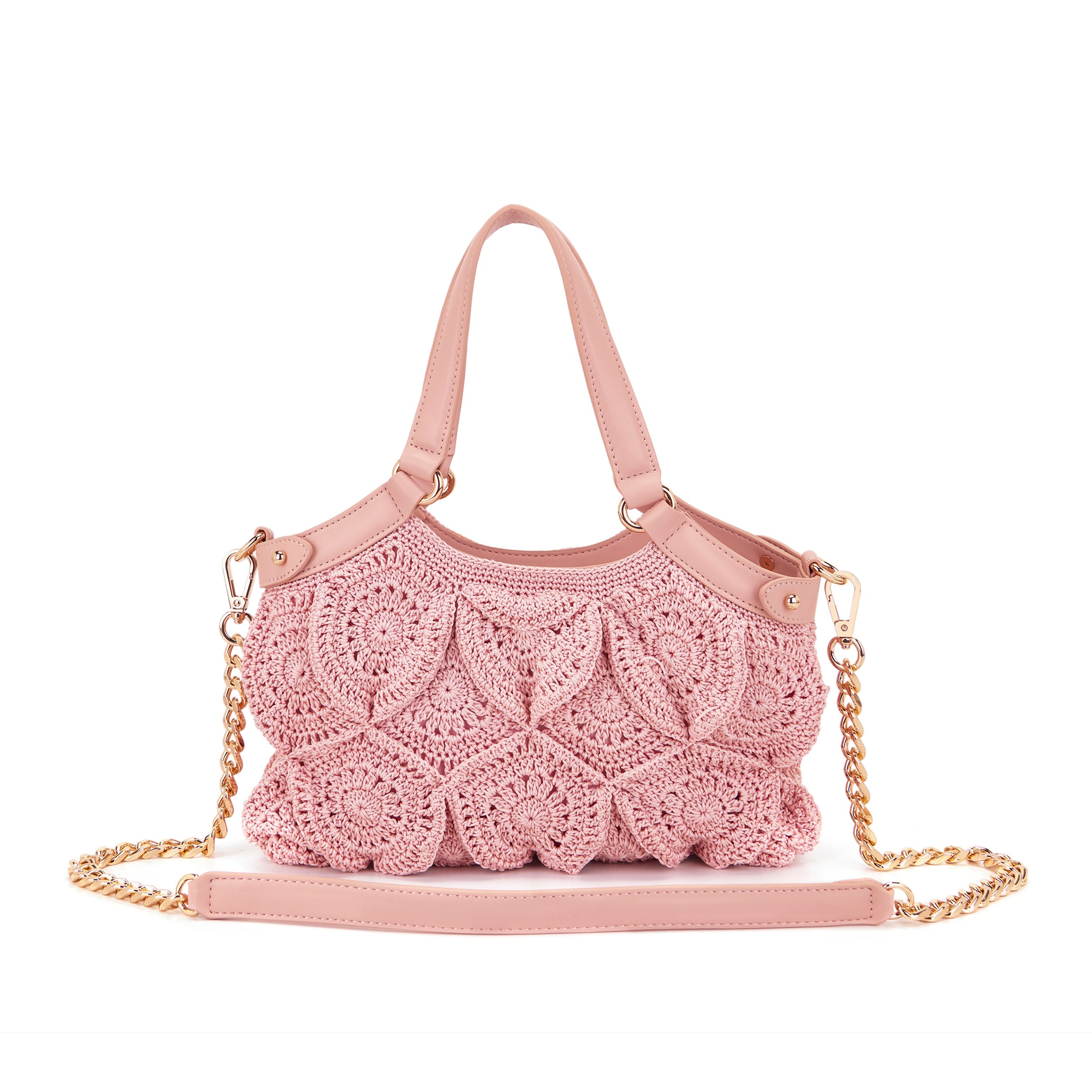 La Carrie Cross Road sac à main rose crochet brodé