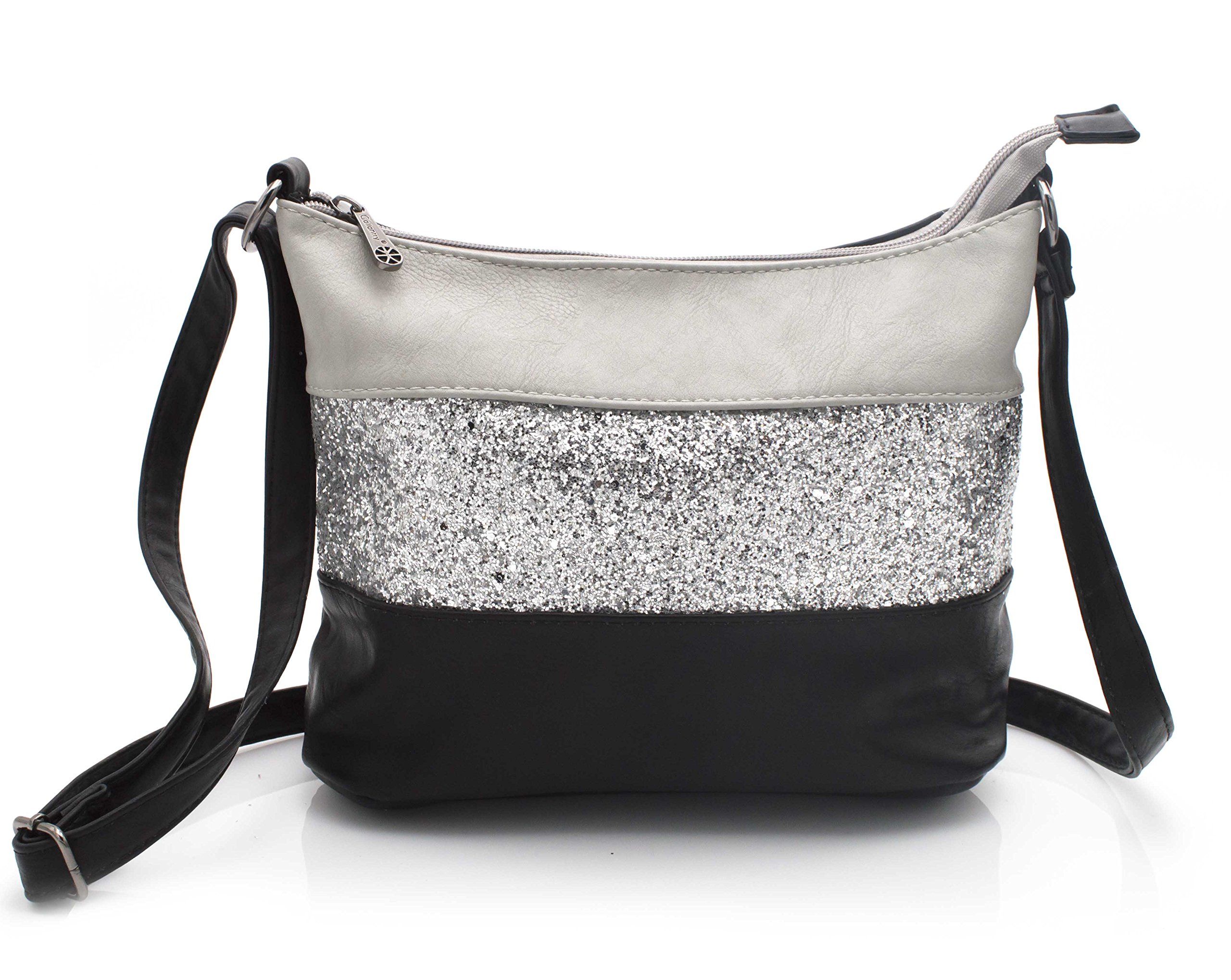 Gallantry sac bandoulière femme paillettes blanc argent bleu soirée