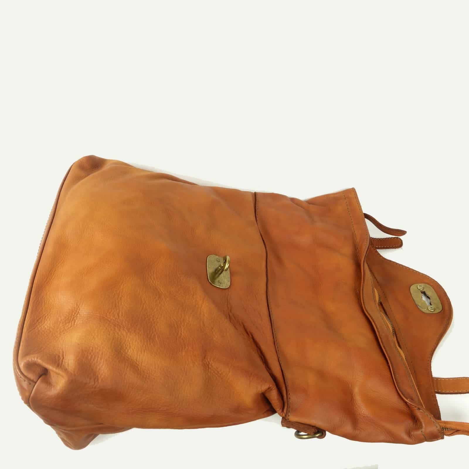 Collection Esprit Cuir Basile Sac à Dos Cuir Camel PC 15 Pouces