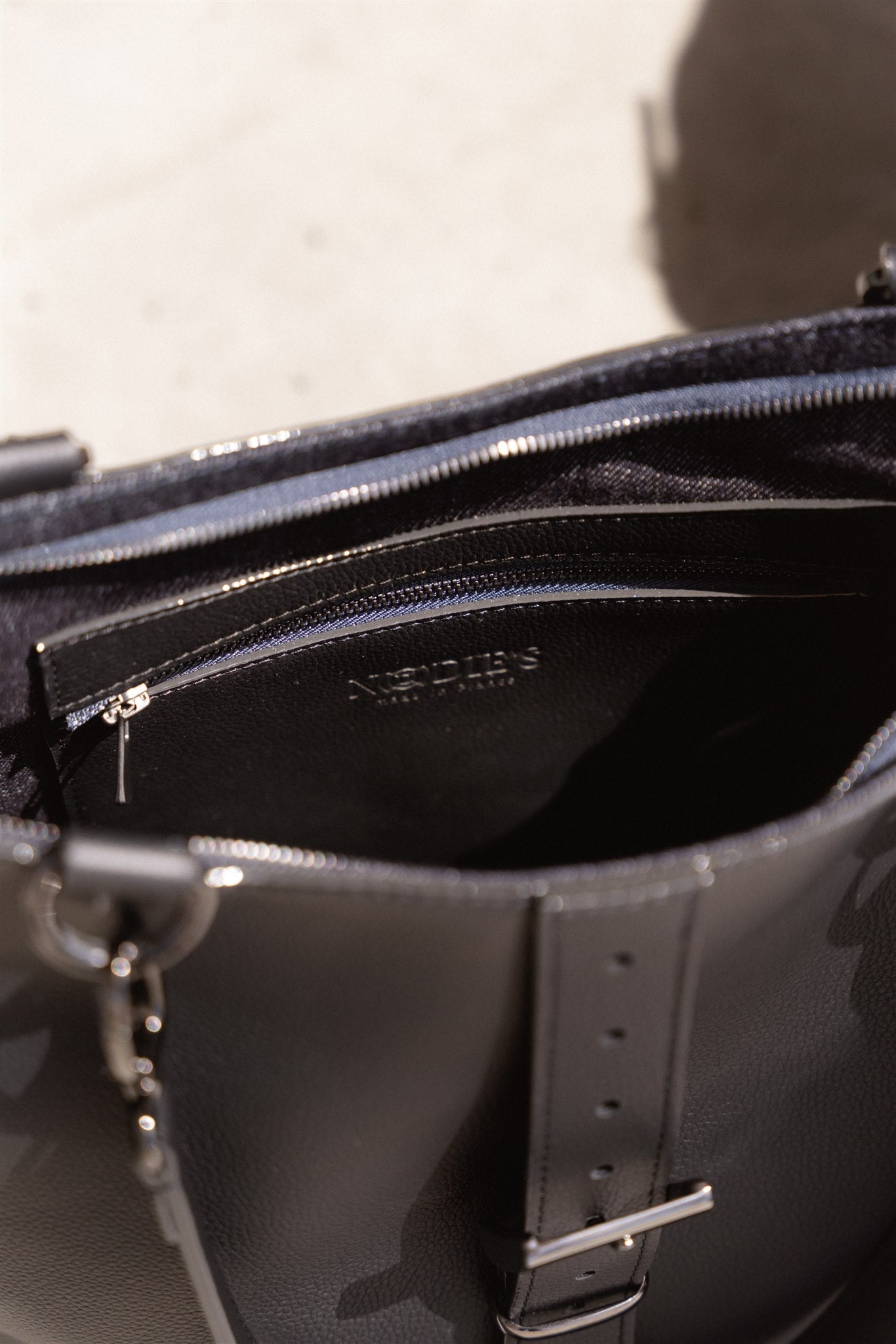Nodie's Billy sac cabas cuir noir grainé grand format