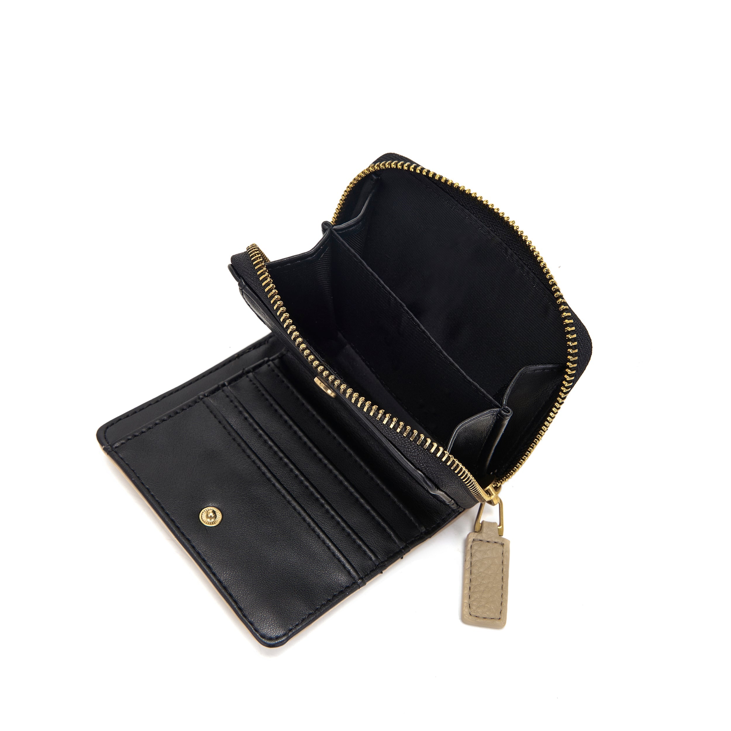 La Carrie Wallet portefeuille beige PU martelé 12x4x9cm