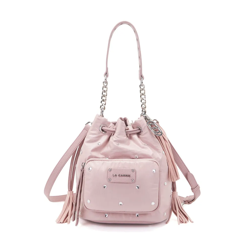 La Carrie Bag Wrinkled sac seau rose 24x26cm nylon