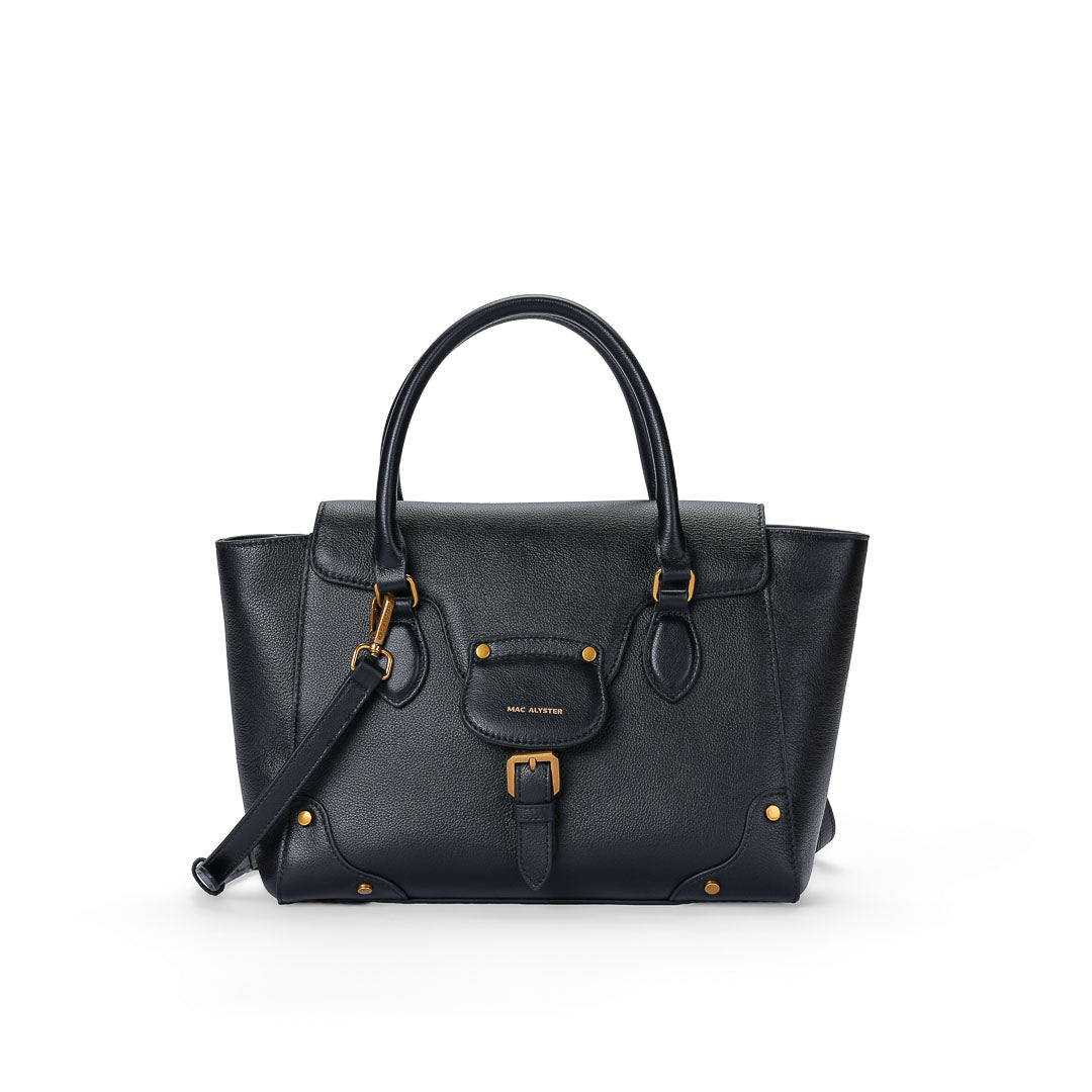 Mac Alyster Lanora Sac à main cuir Marron Chocolat porté main