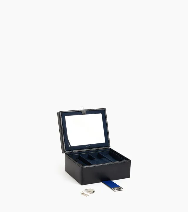 Le Tanneur boîte à bijoux moyen cuir noir miroir amovible