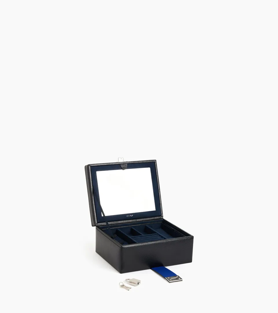 Le Tanneur boîte à bijoux moyen cuir noir miroir amovible