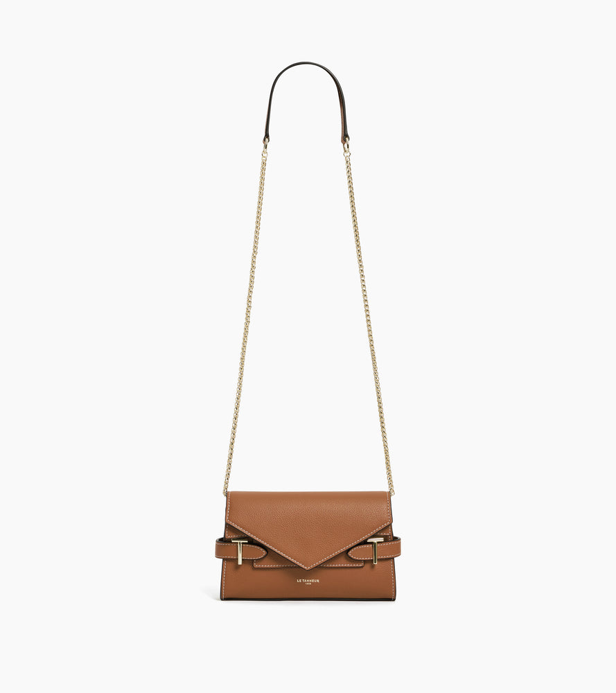 Le Tanneur Emilie Pochette Cuir Marron Grainé Chaîne