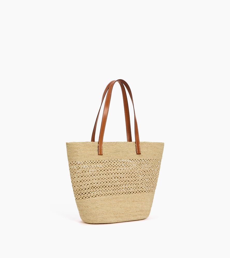 Le Tanneur Nattier grand cabas cuir raphia Natural Tan