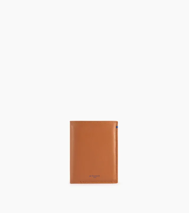 Le Tanneur Martin portefeuille vertical cuir lisse Brown Tan zippé