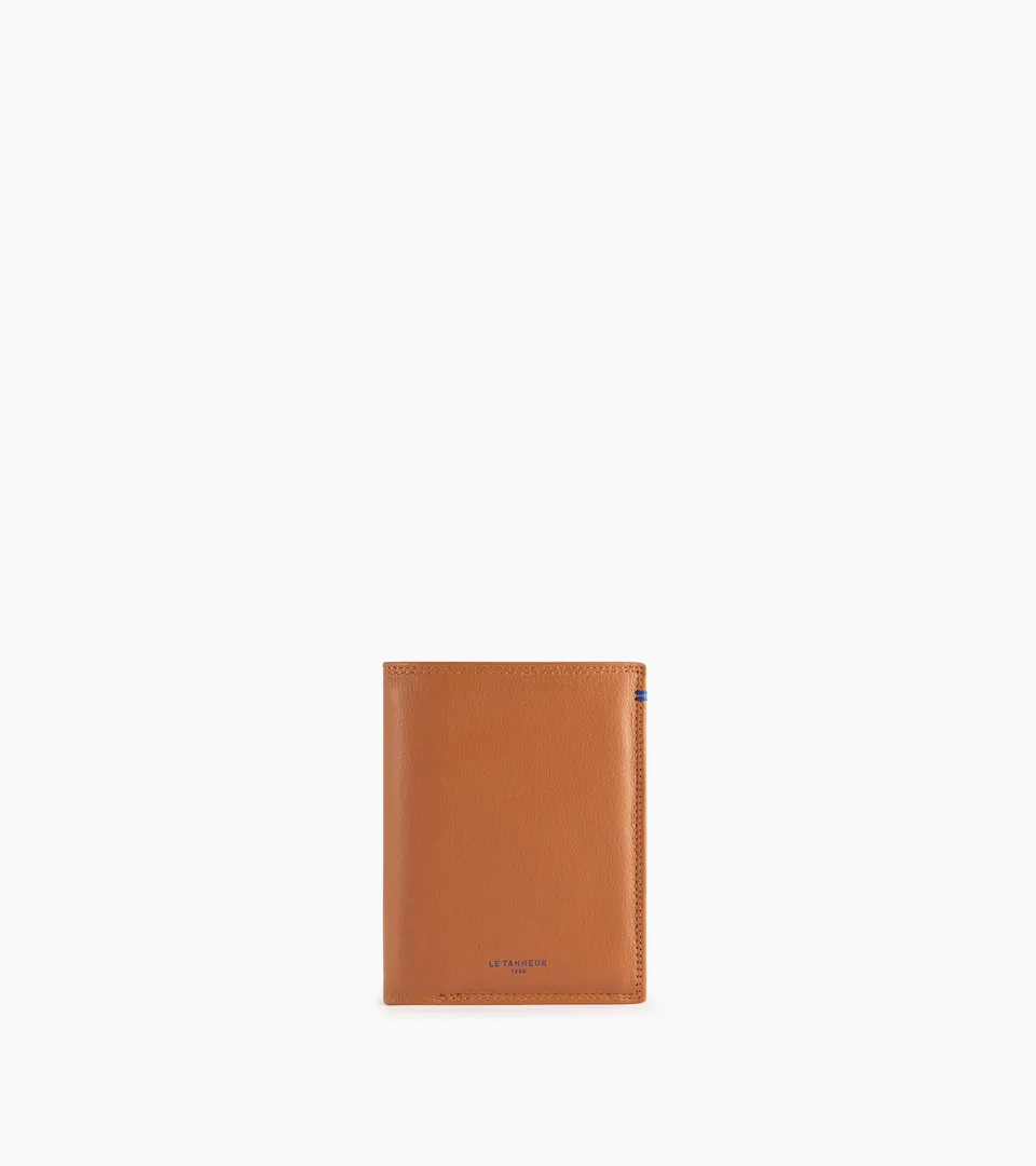 Le Tanneur Martin portefeuille vertical cuir lisse Brown Tan zippé