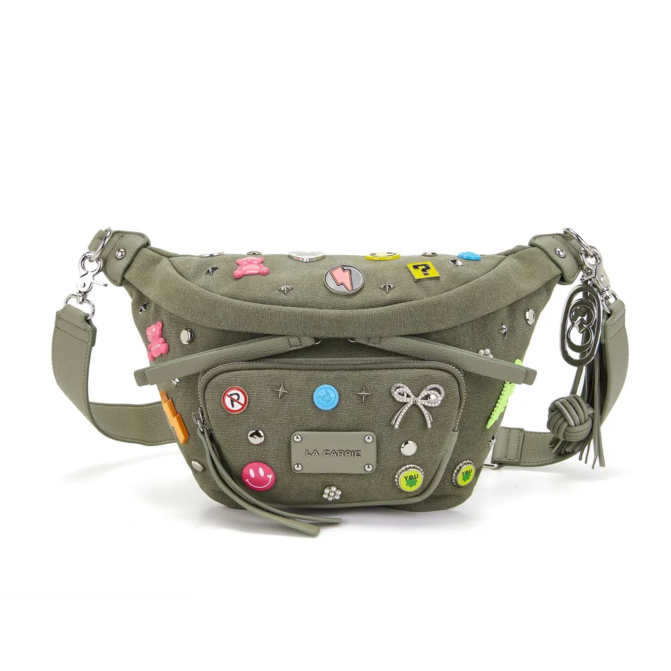 La Carrie Marsupio Pins sac banane vert toile 34x9x20 cm