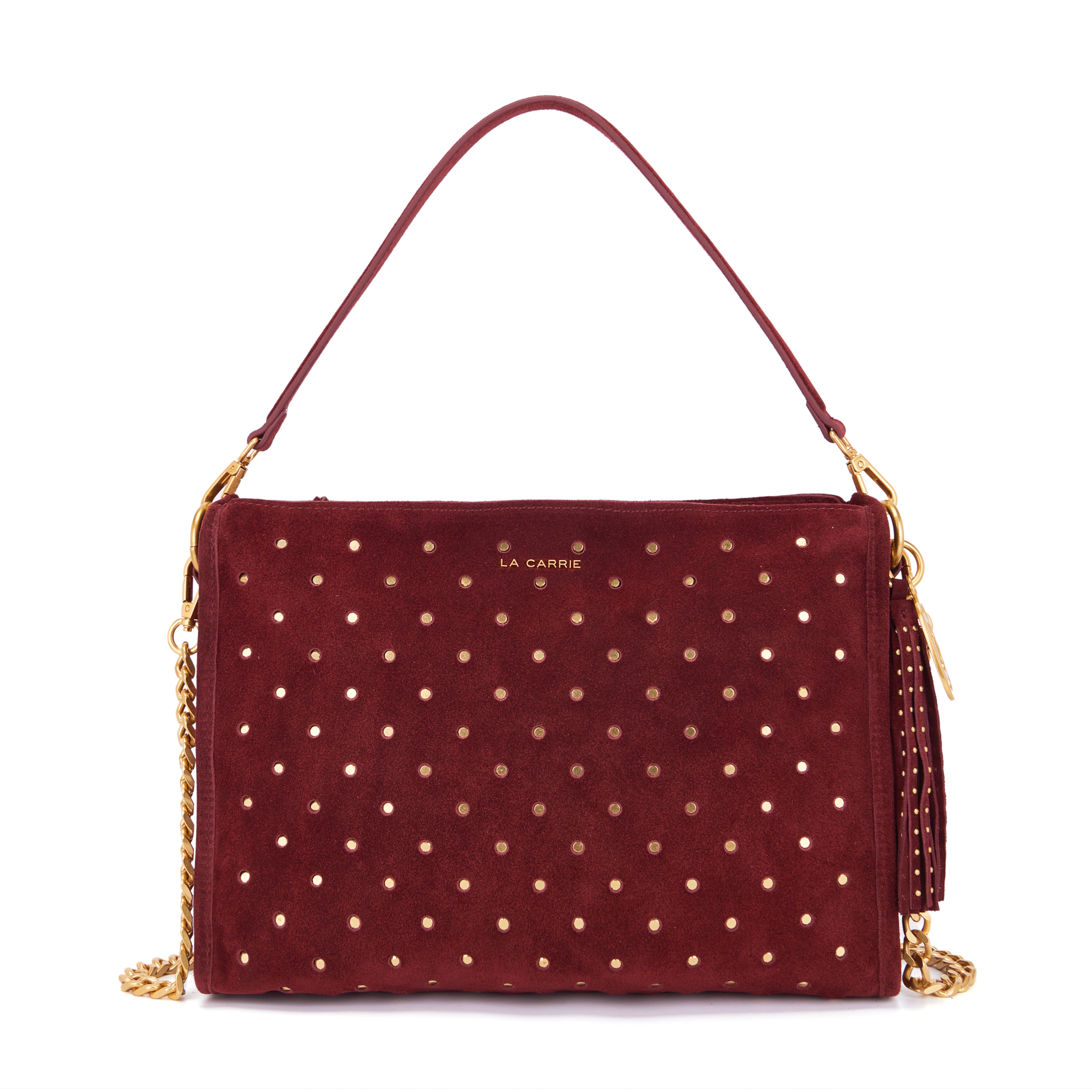 La Carrie Downtown sac épaule bordeaux 34x23 cm suède