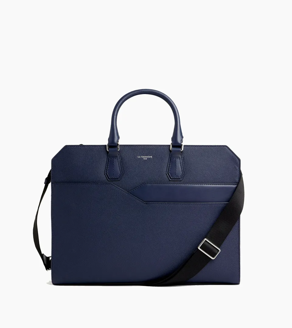 Le Tanneur Gaston porte-documents cuir bleu 15" Twilight