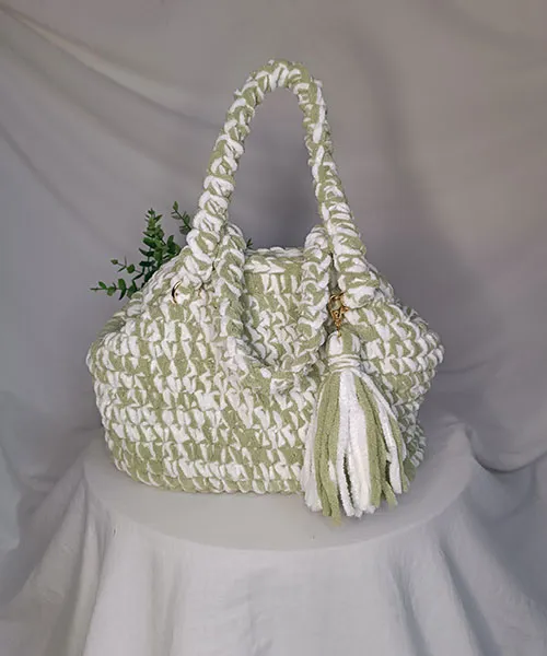 Takiri Elégance TK1141 sac à main vert blanc pilou
