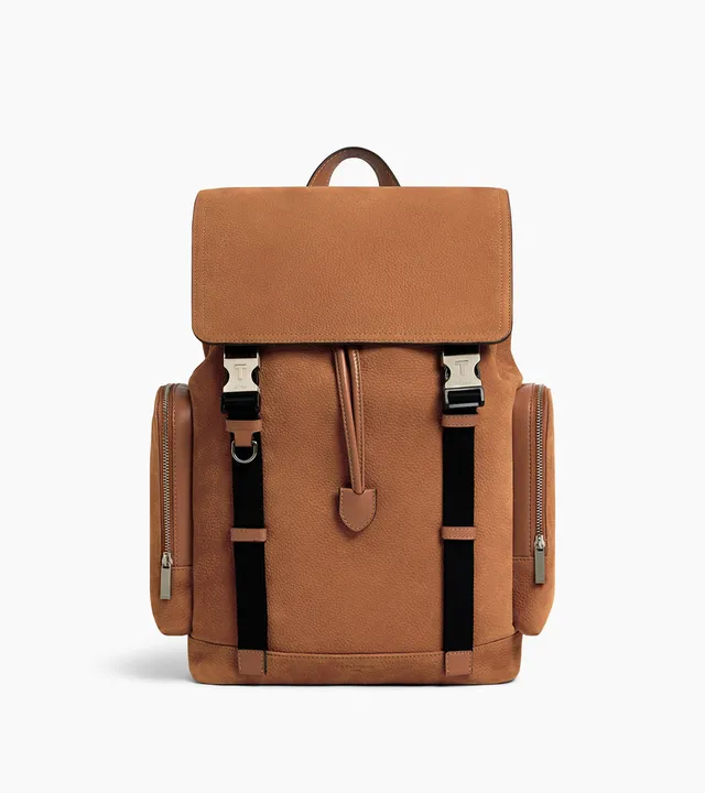 Le Tanneur Maurice sac à dos cuir nubuck marron 14"