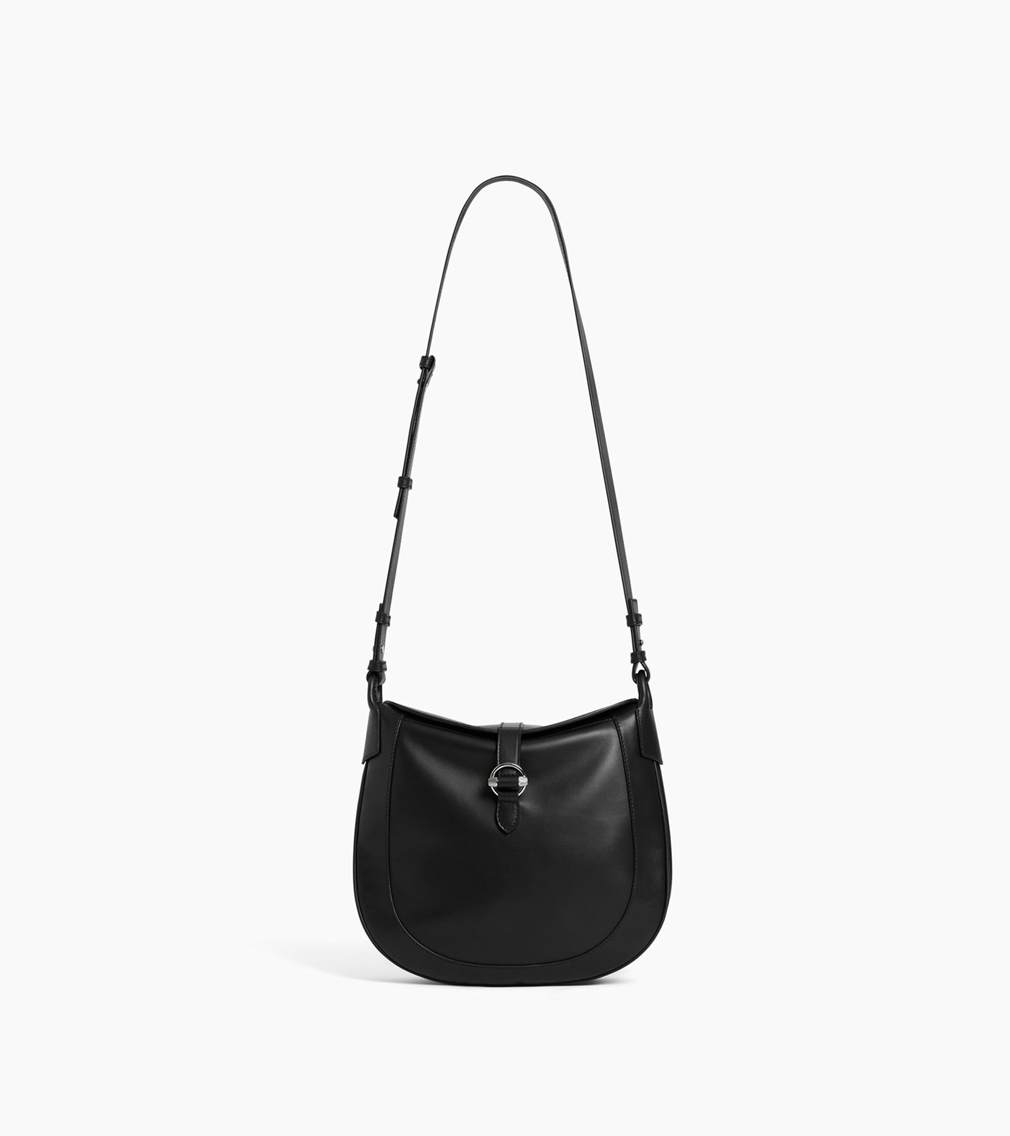 Le Tanneur Pia grand sac bandoulière cuir lisse Noir