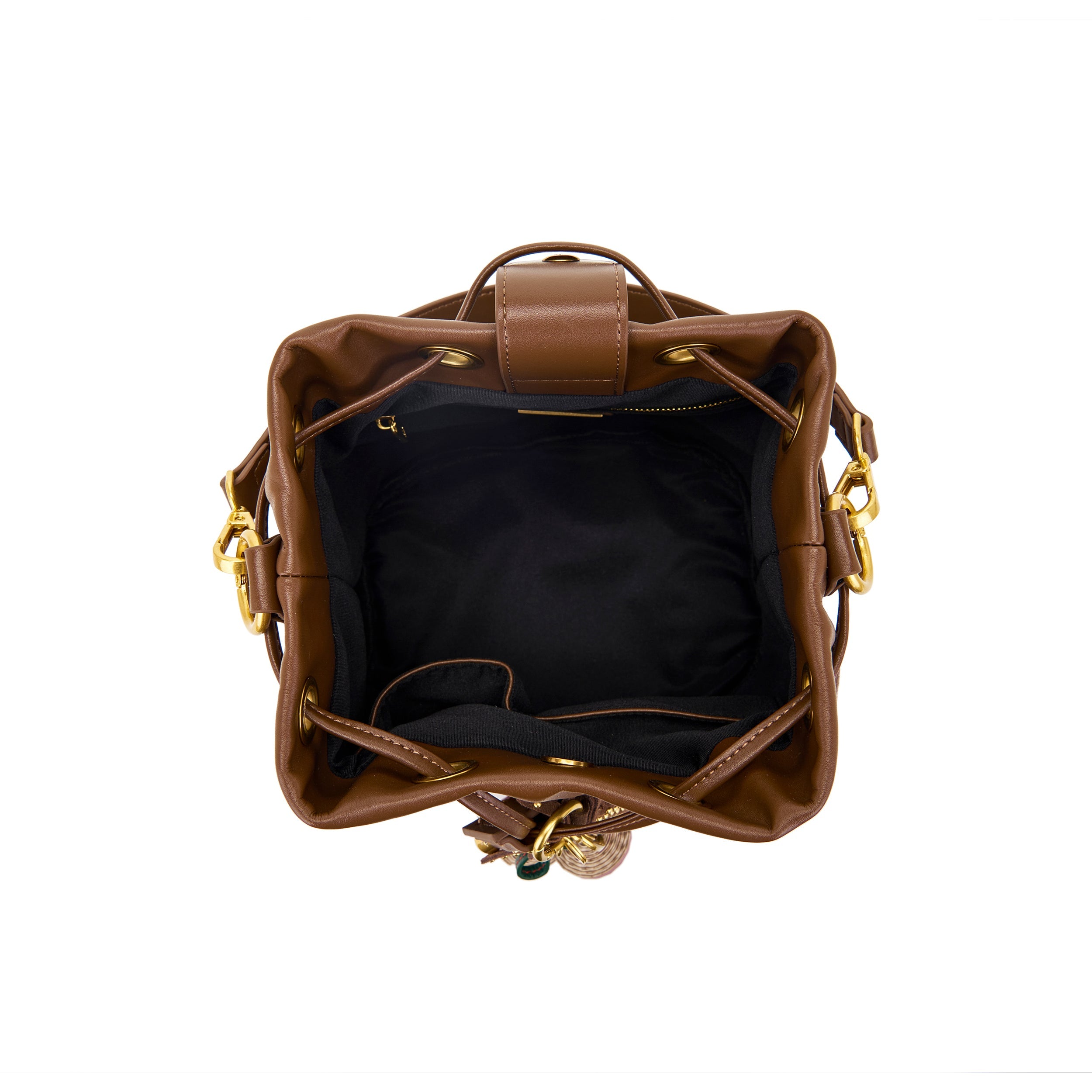 La Carrie Labyrinth sac seau cuir marron 26x19x18cm