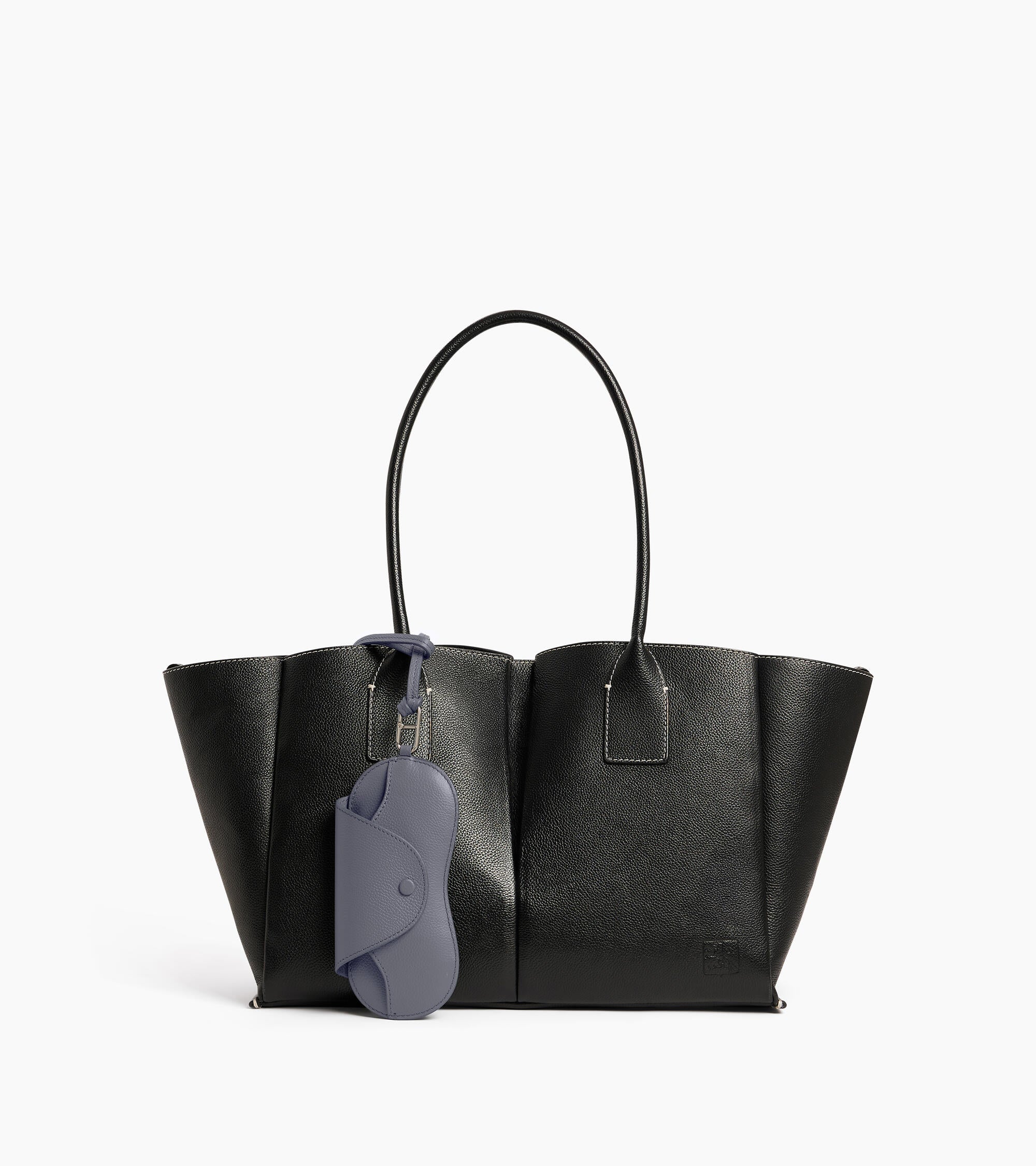 Le Tanneur Leather Goods étui lunettes cuir grainé bleu acier