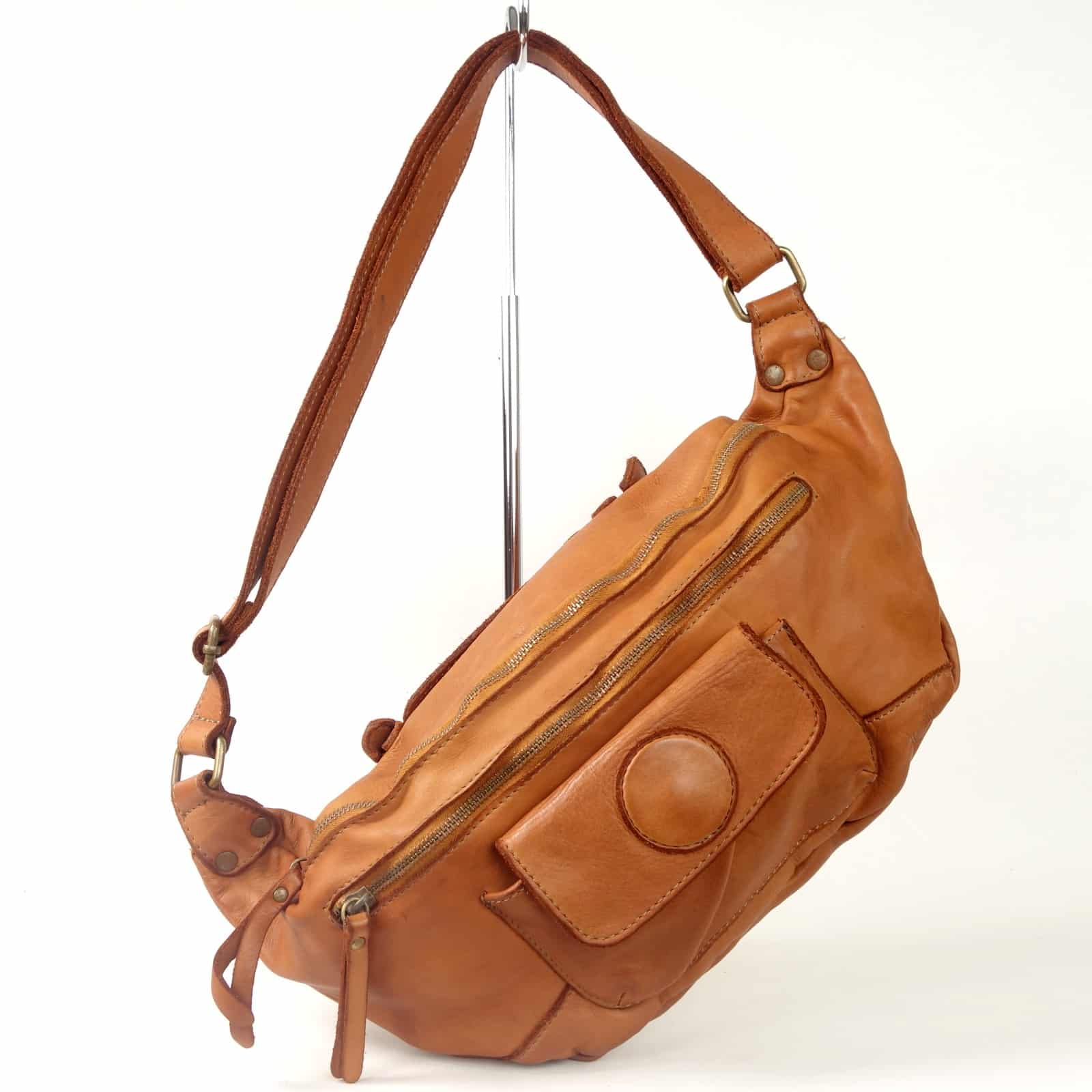 Collection Esprit Cuir Dario sac banane XL camel cuir
