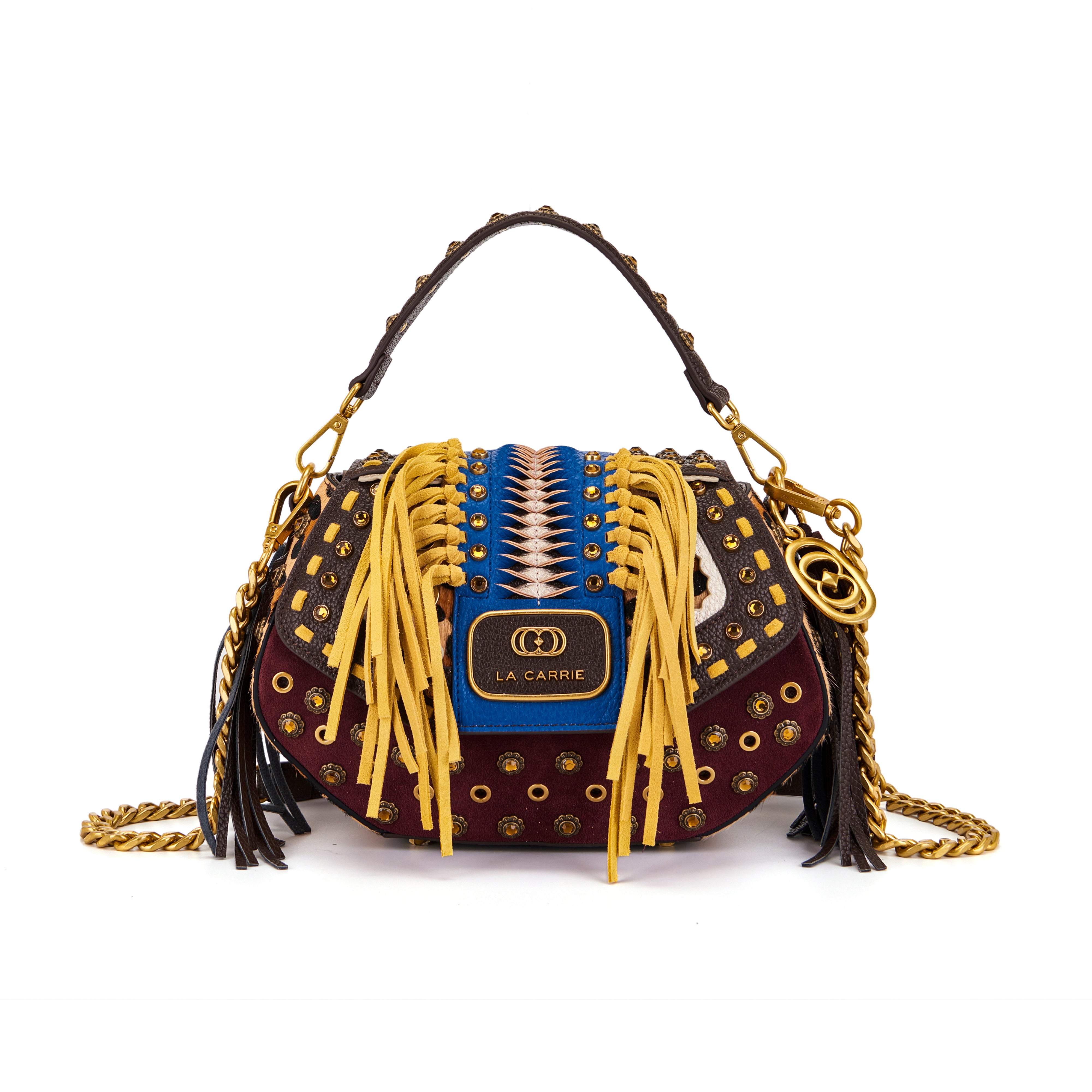 La Carrie Jungle sac à main cuir bordeaux 25 cm franges