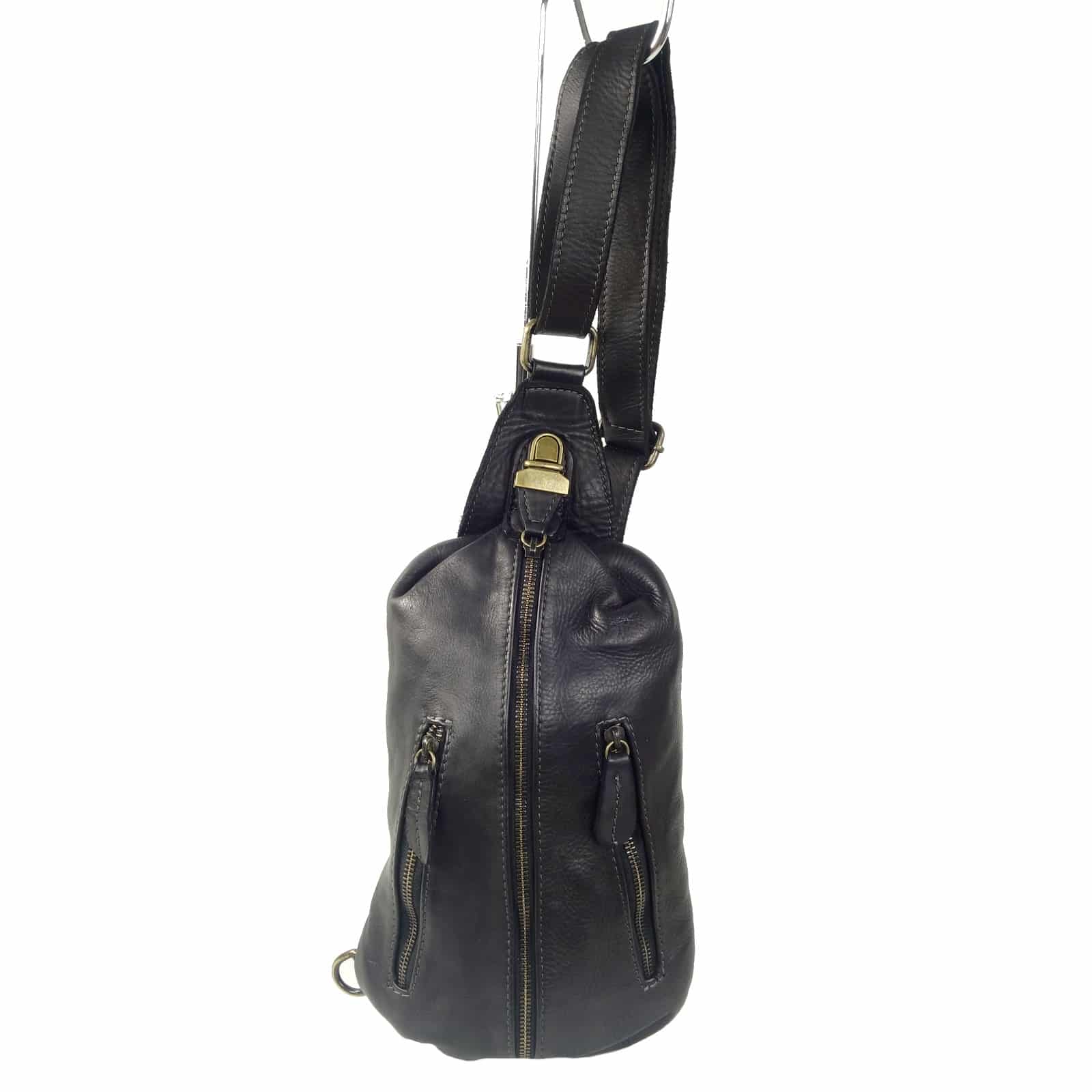 Collection Esprit Cuir ACHILLE sac banane cuir noir holster
