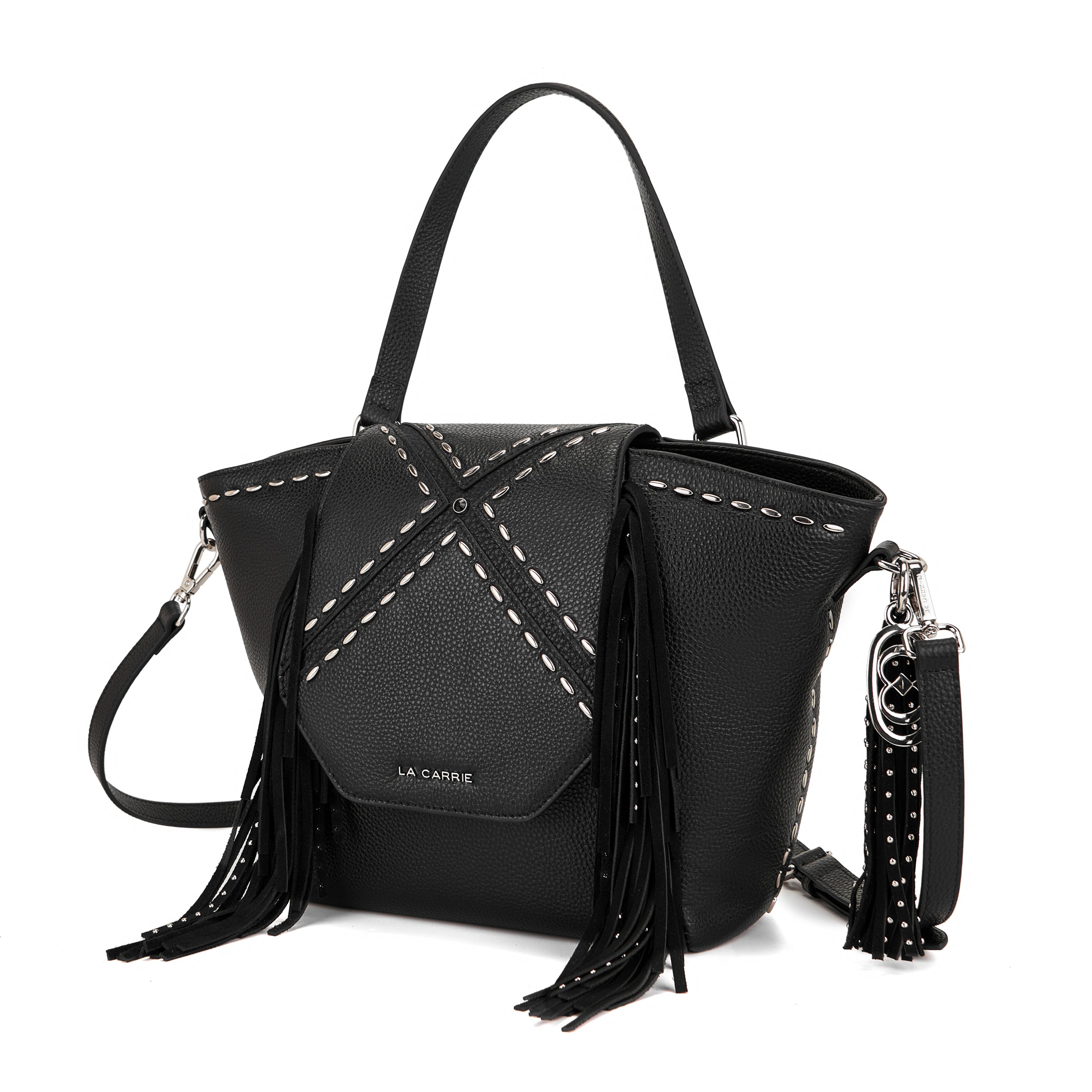 La Carrie Rock sac shopping noir clouté 38x12x25 cm