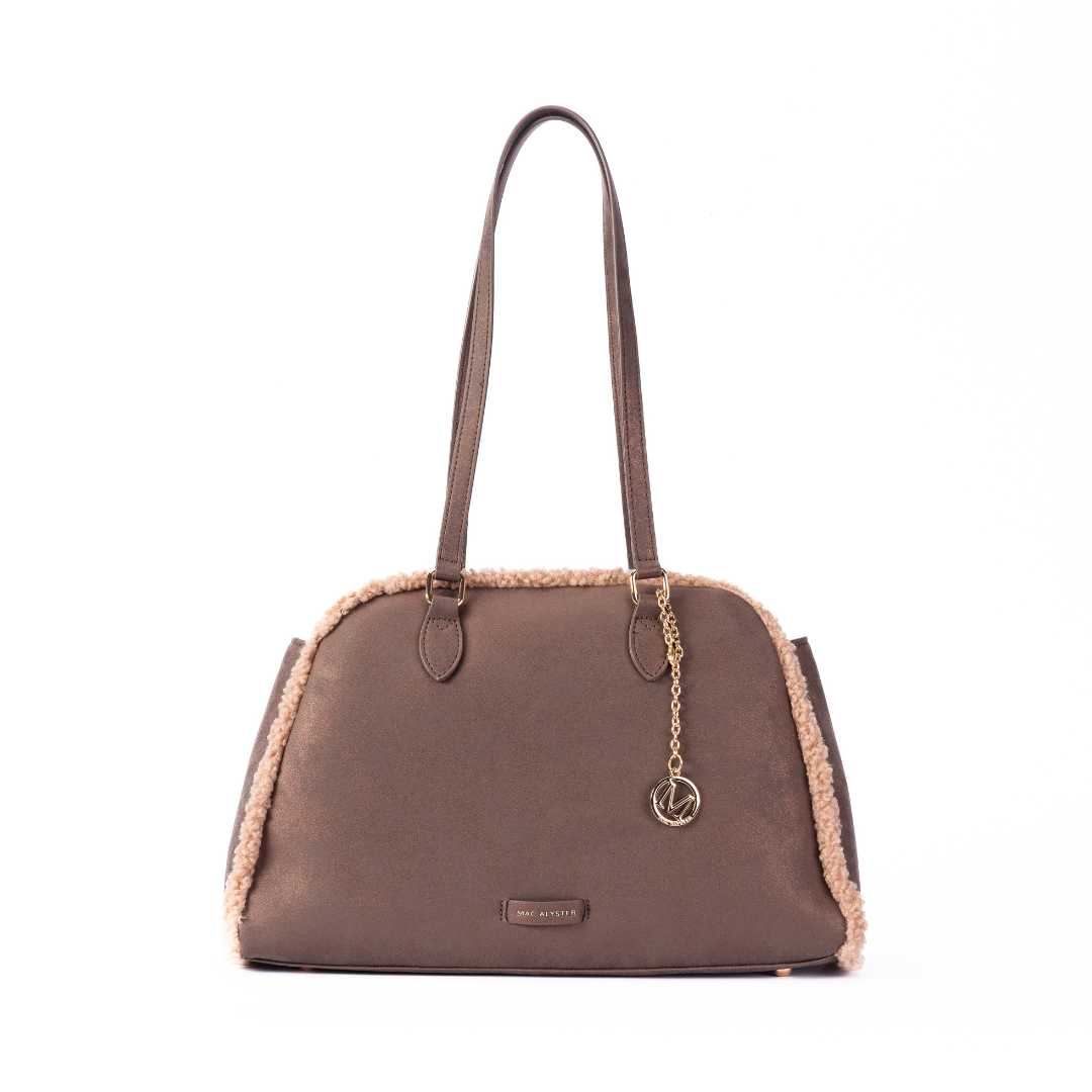 MAC ALYSTER Ambre sac cabas bronze fourrure suédine